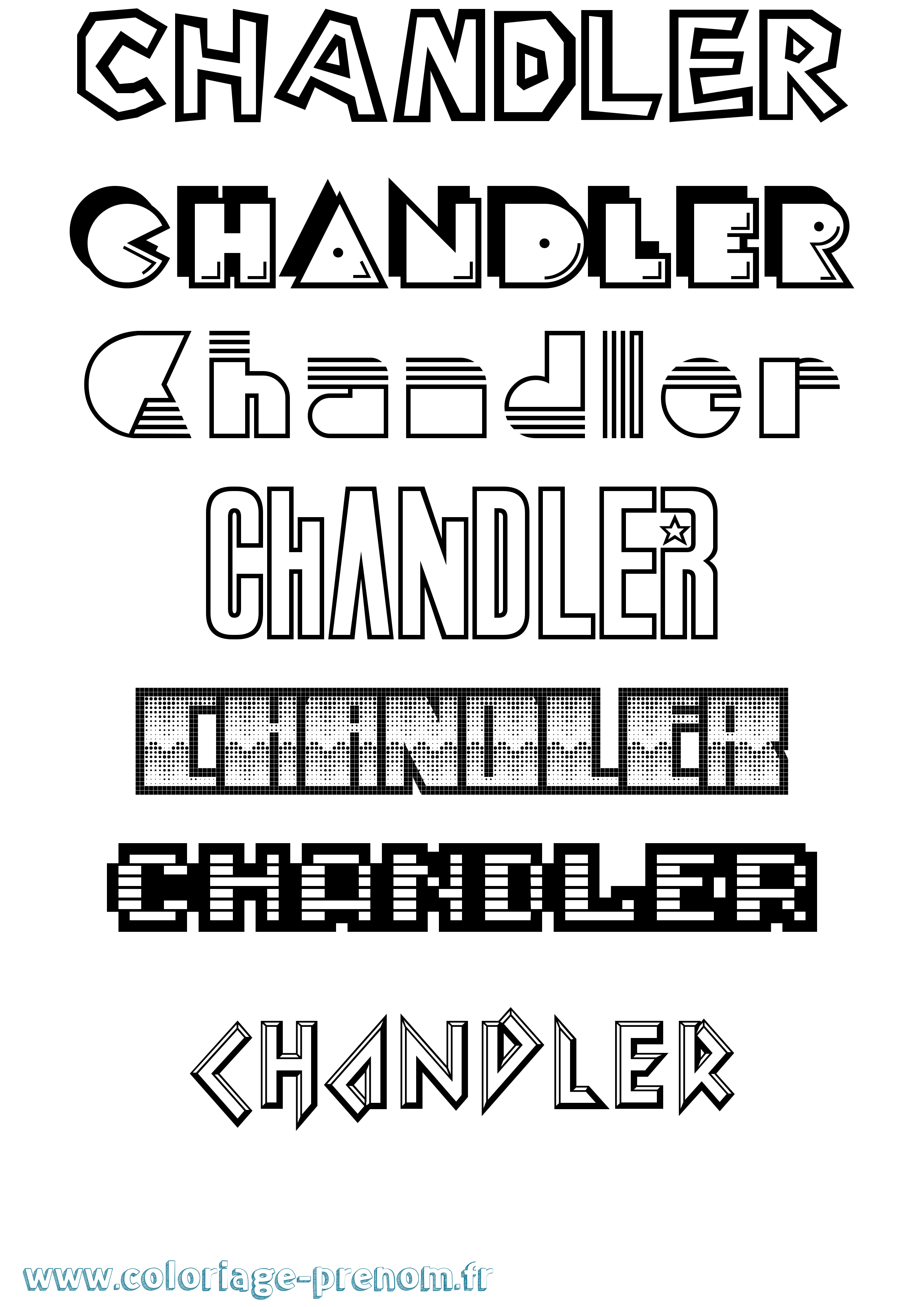 Coloriage prénom Chandler Jeux Vidéos