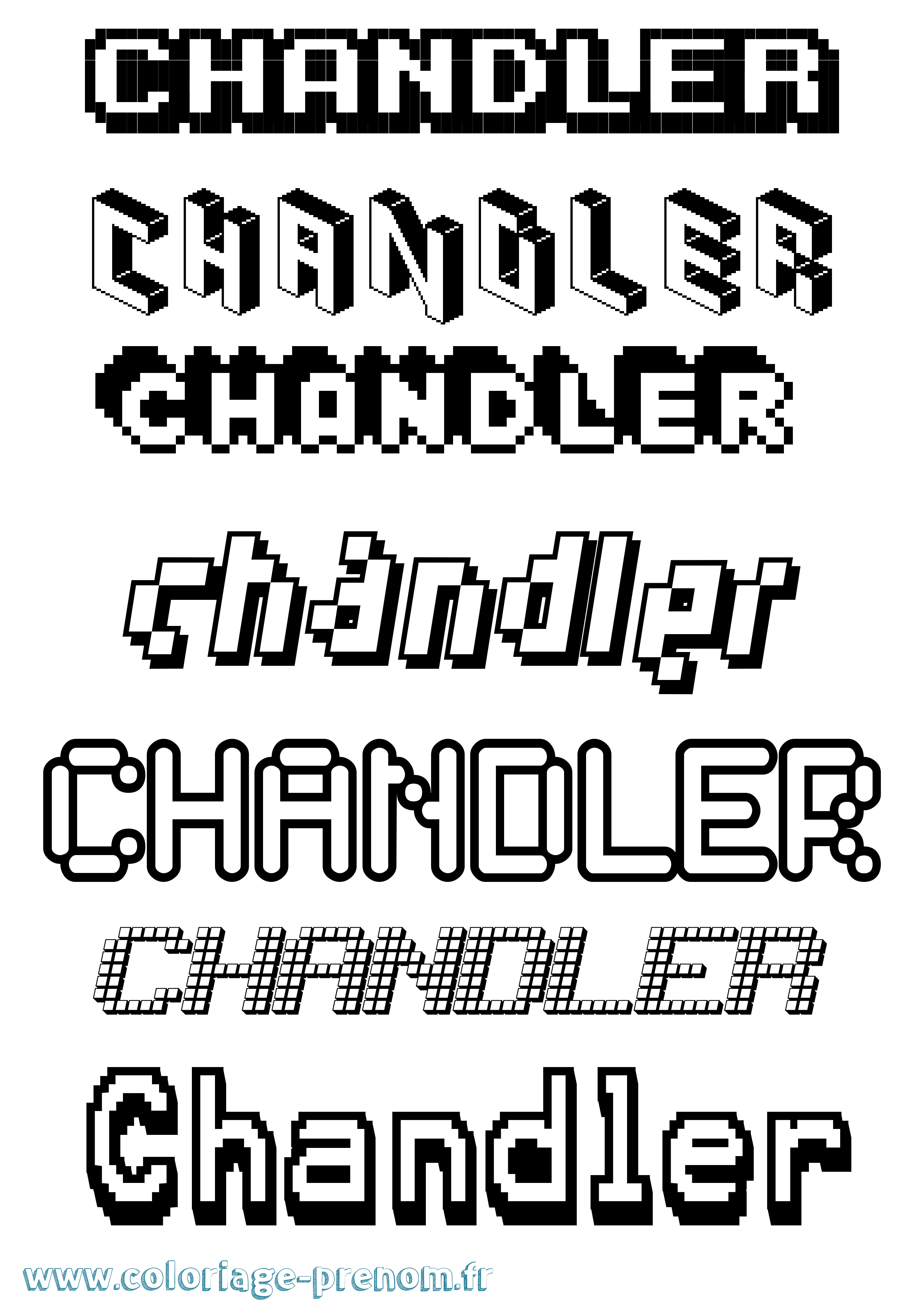 Coloriage prénom Chandler Pixel