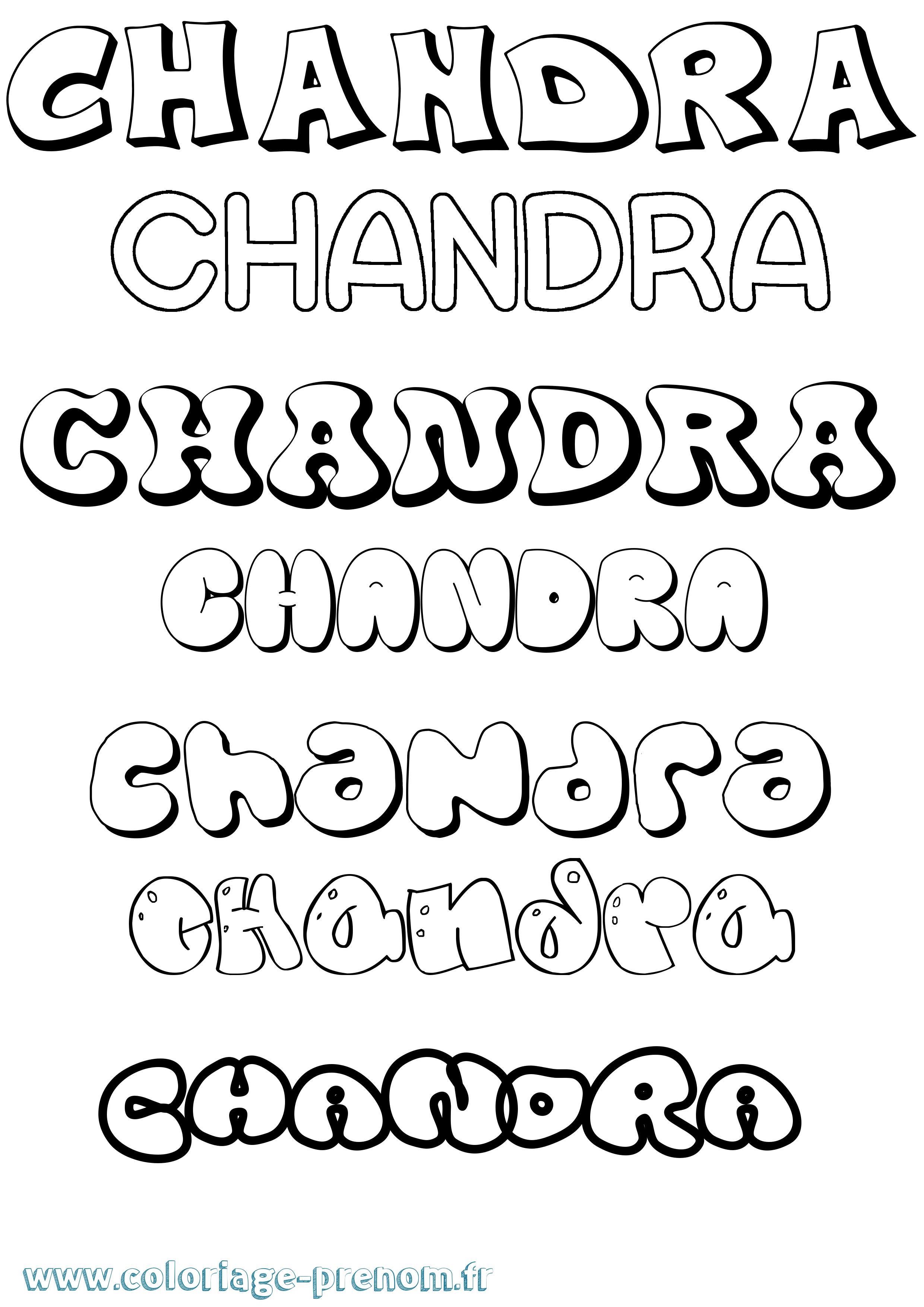 Coloriage prénom Chandra Bubble