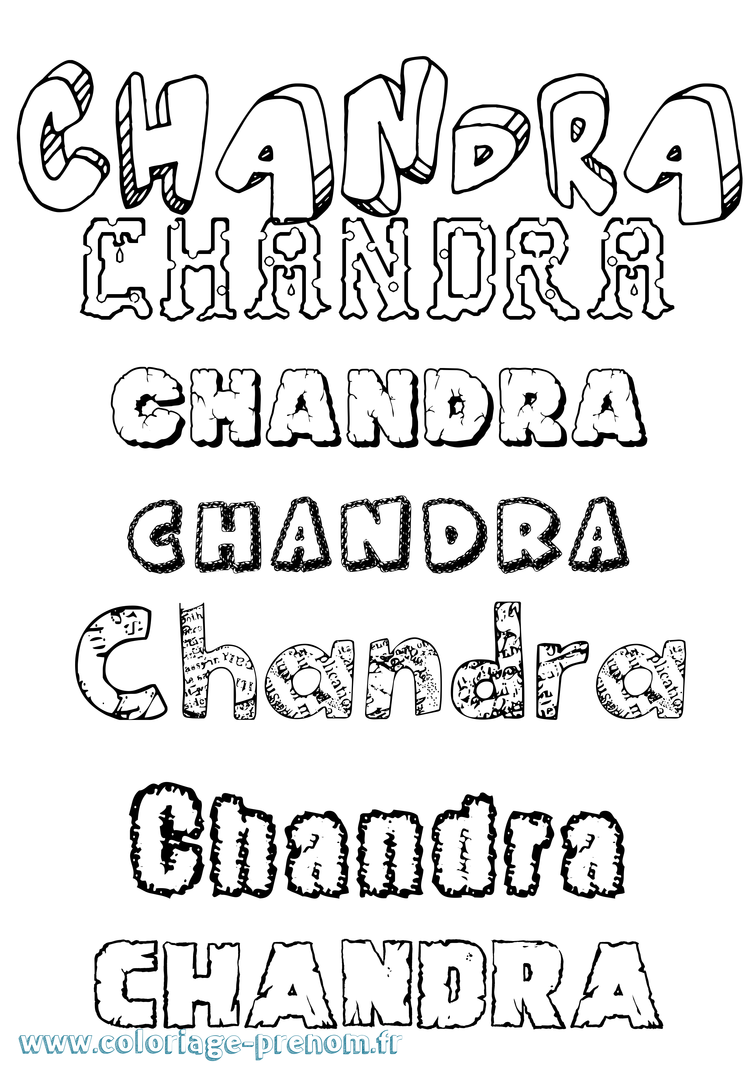 Coloriage prénom Chandra Destructuré