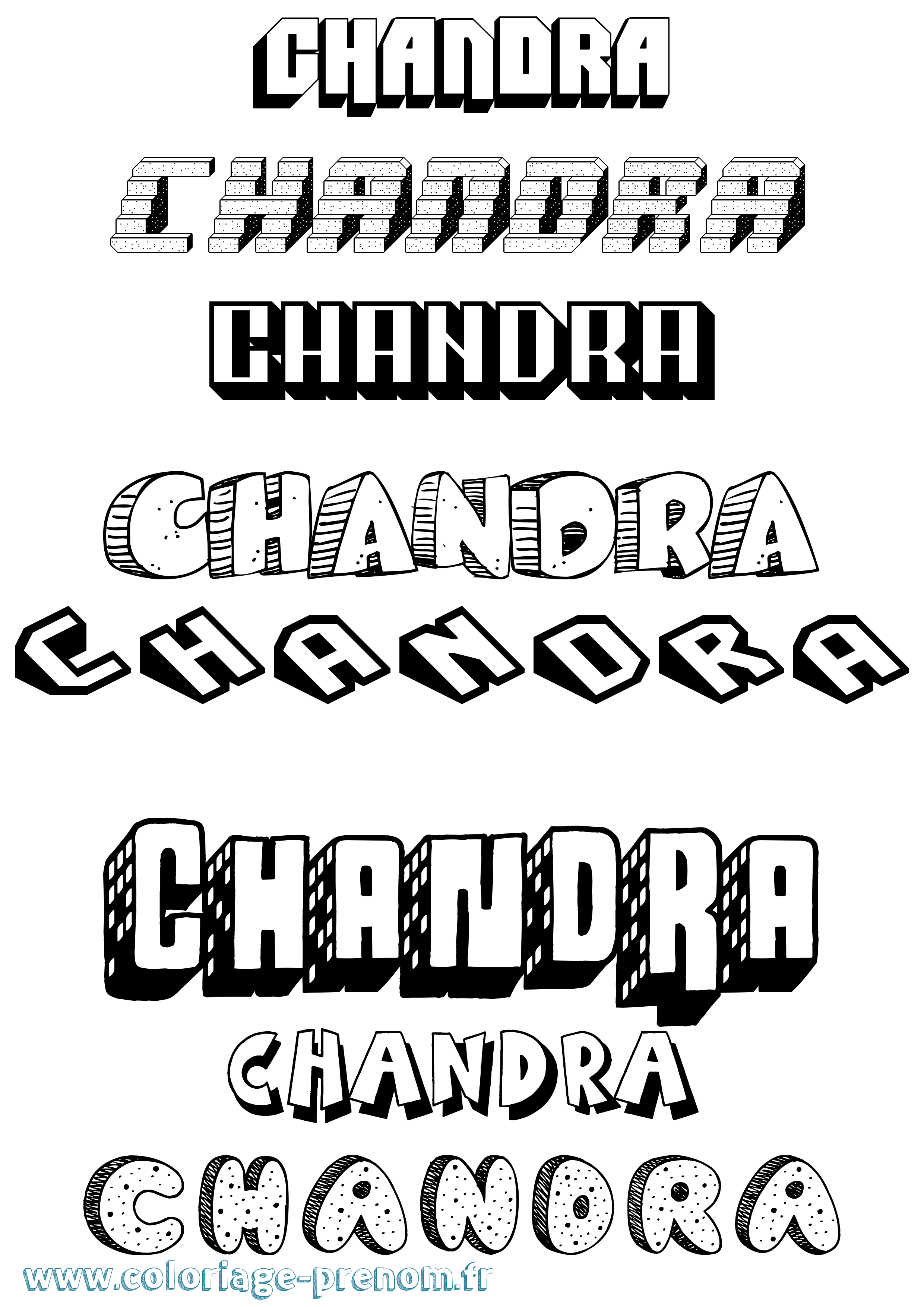 Coloriage Chandra Effet 3D Coloriage prénom Chandra Effet 3D