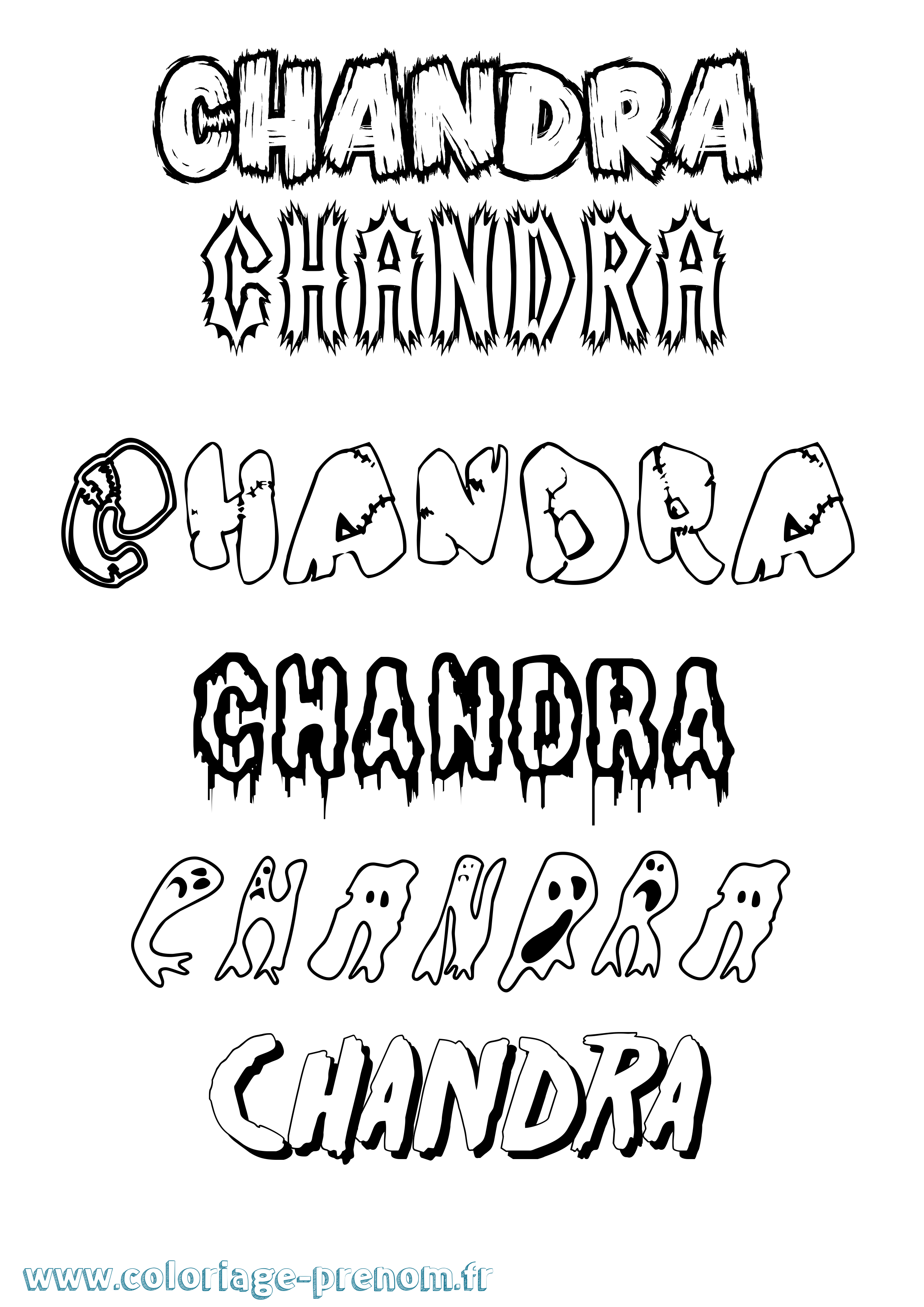 Coloriage prénom Chandra Frisson