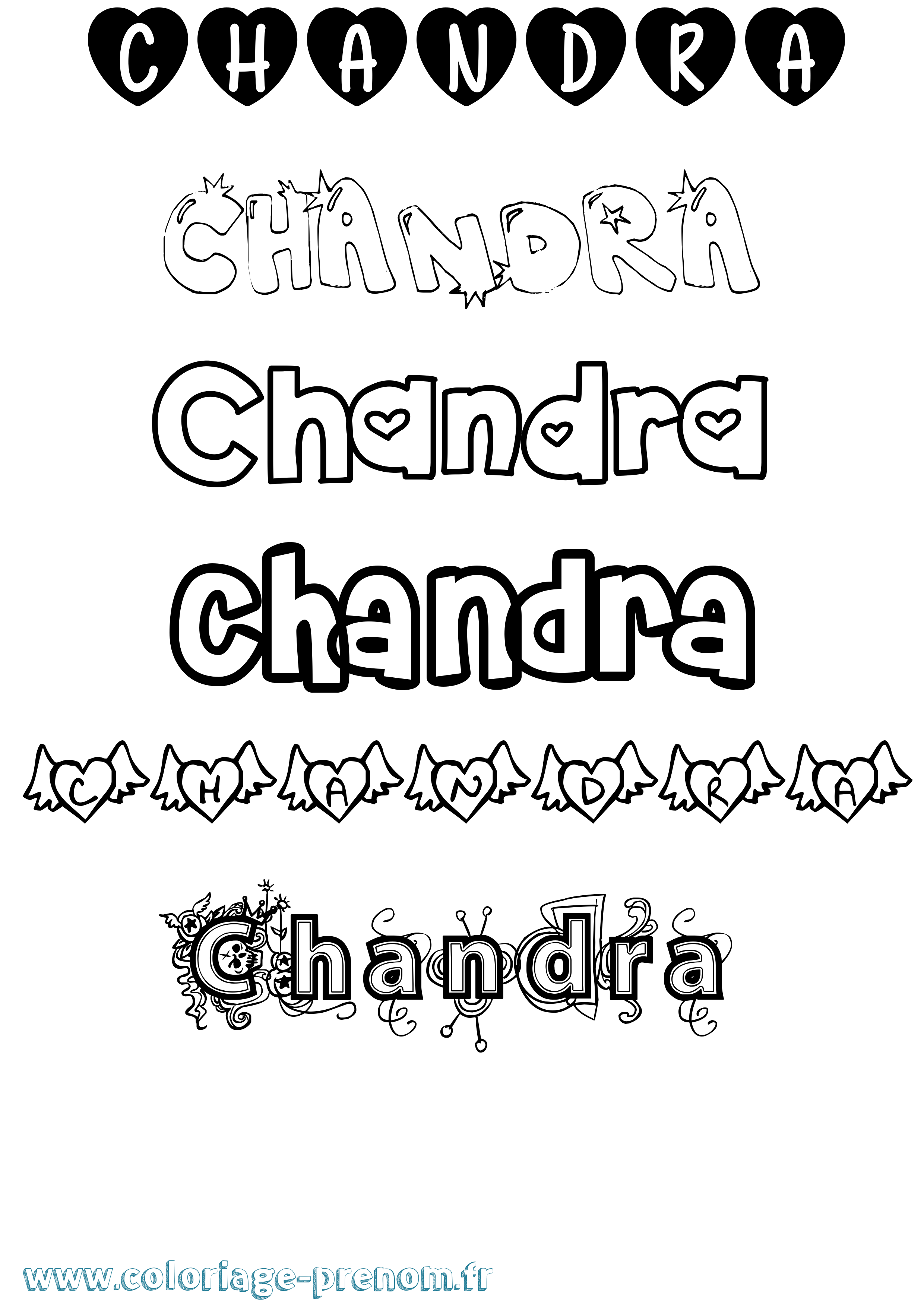 Coloriage Chandra Girly Coloriage prénom Chandra Girly