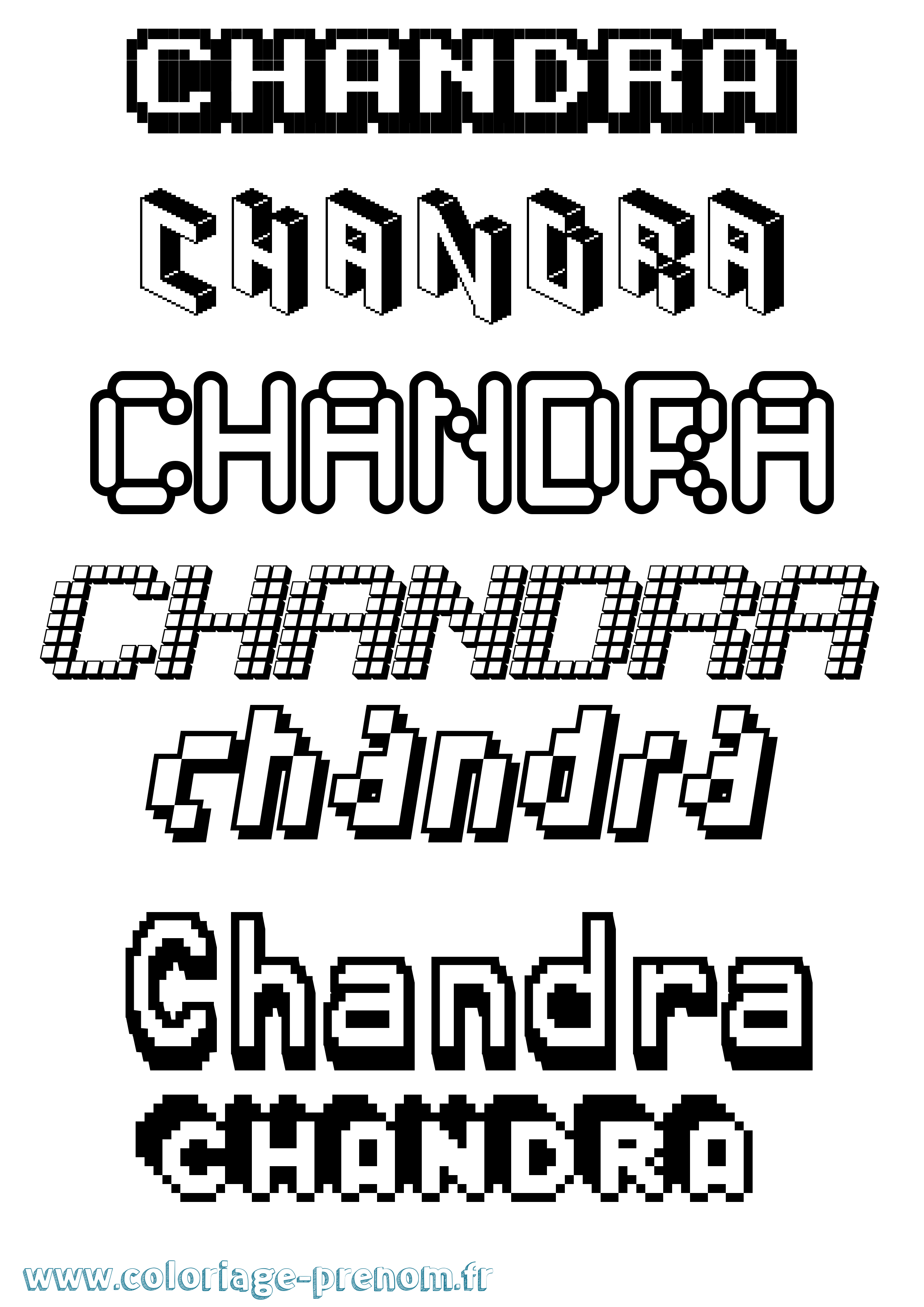 Coloriage prénom Chandra Pixel