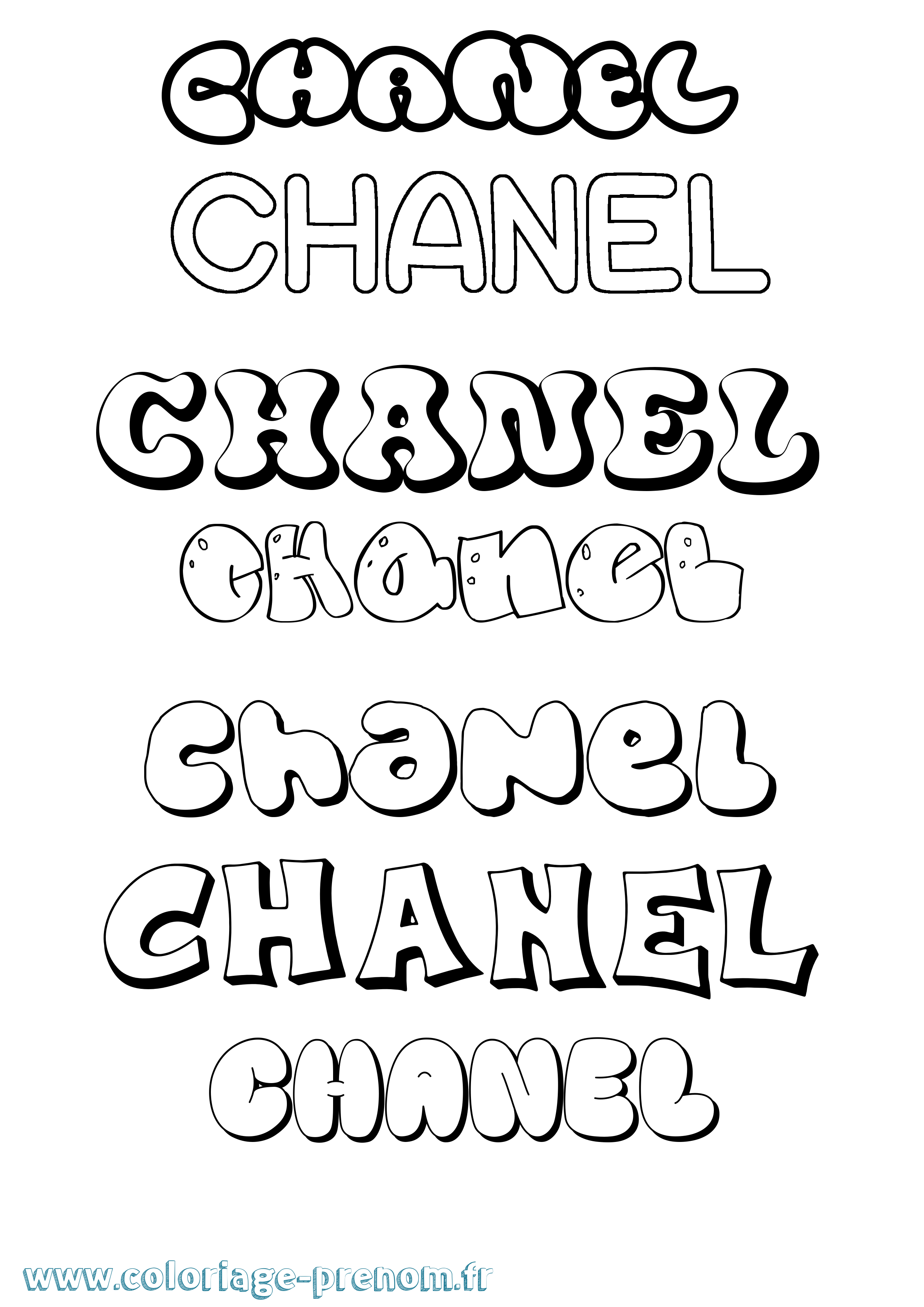 Coloriage prénom Chanel Bubble