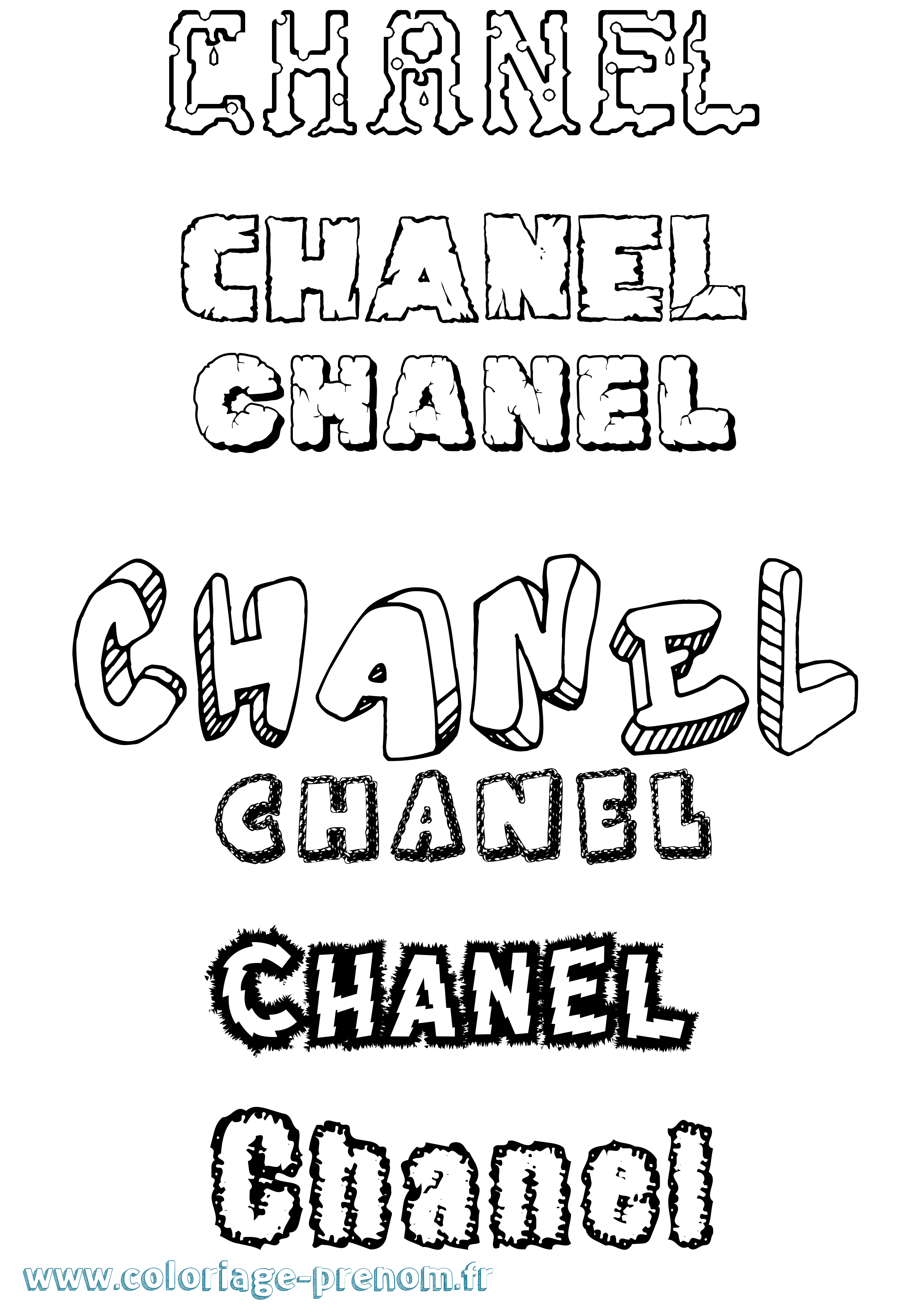 Coloriage prénom Chanel Destructuré