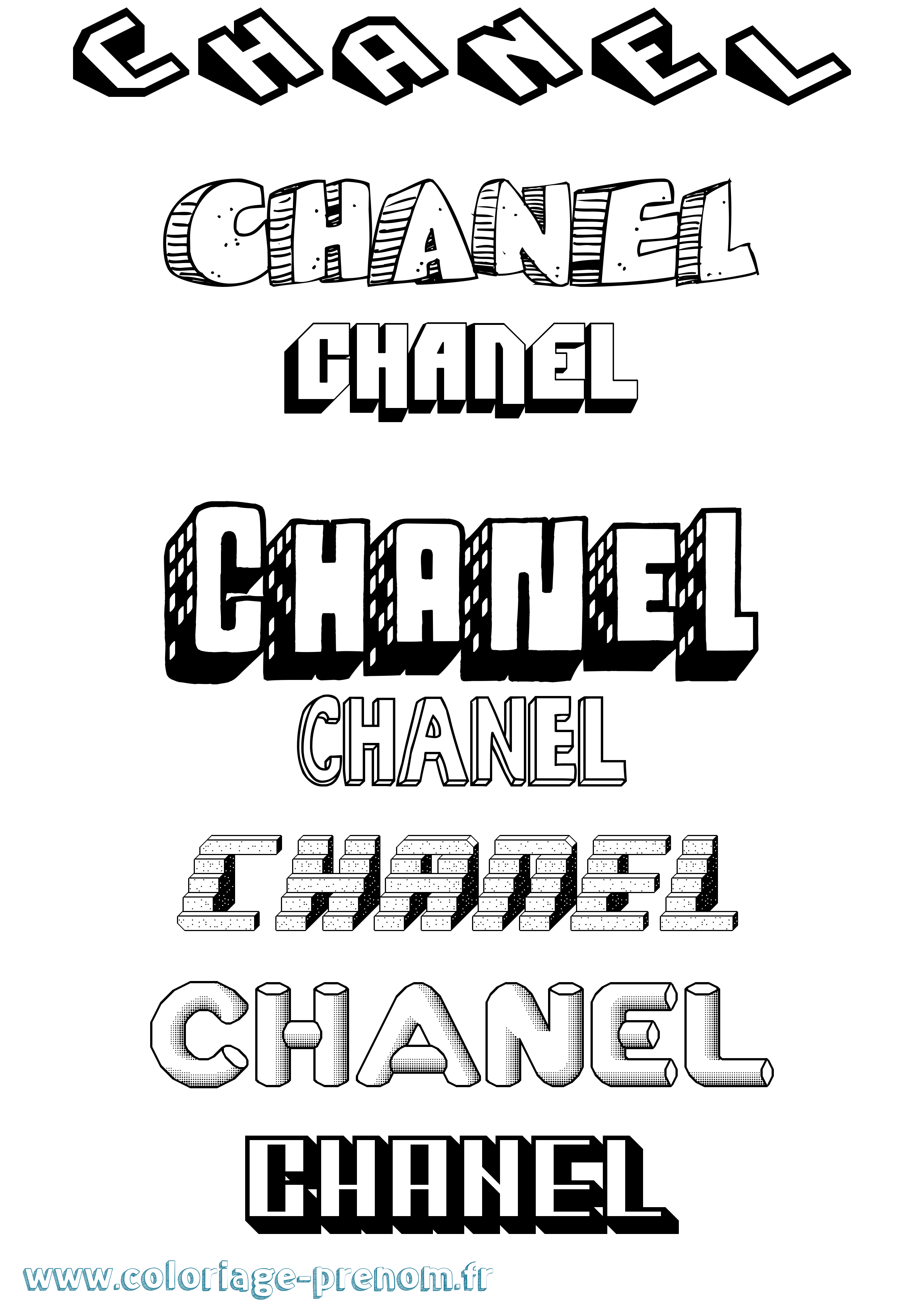 Coloriage prénom Chanel Effet 3D