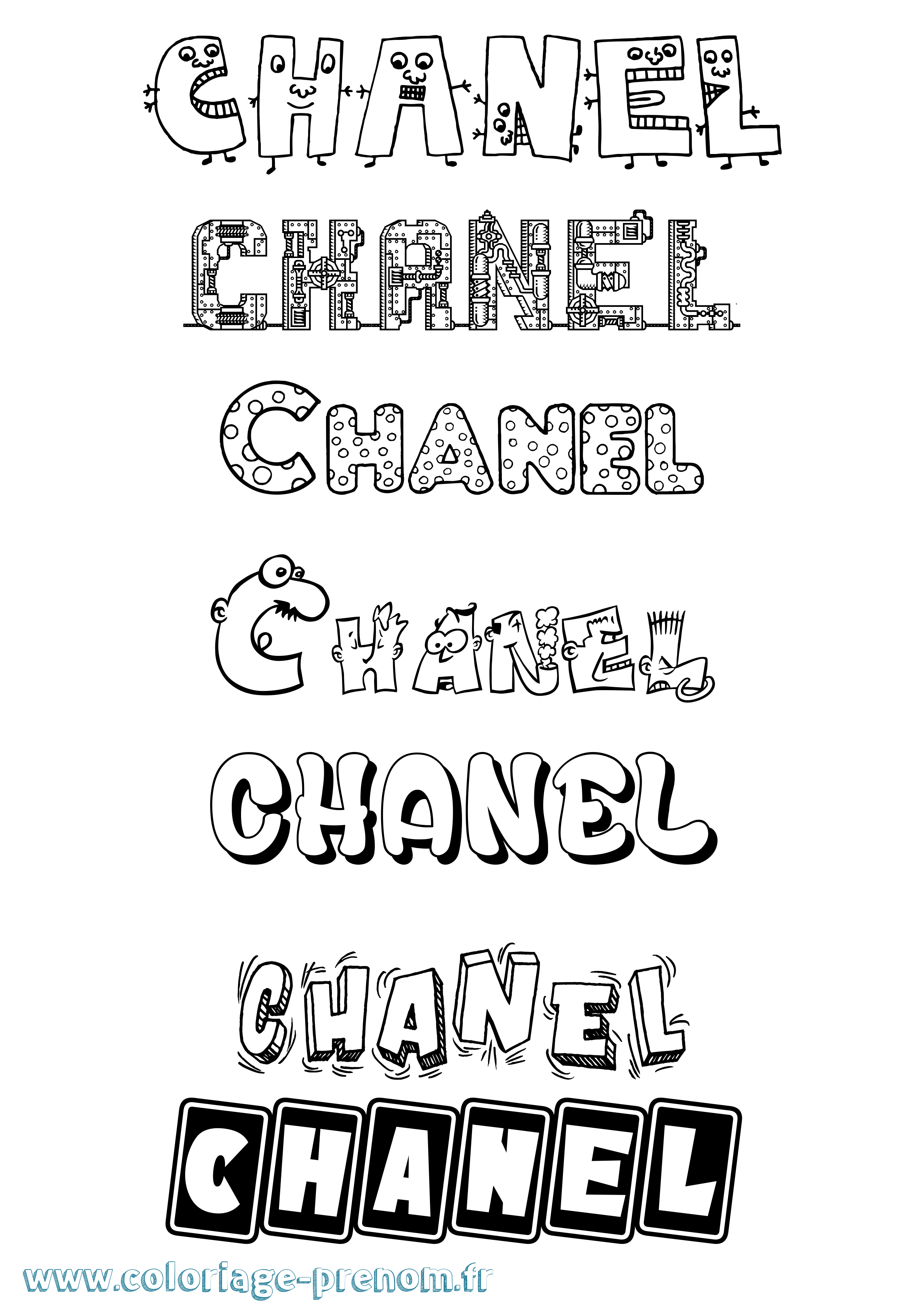 Coloriage prénom Chanel Fun