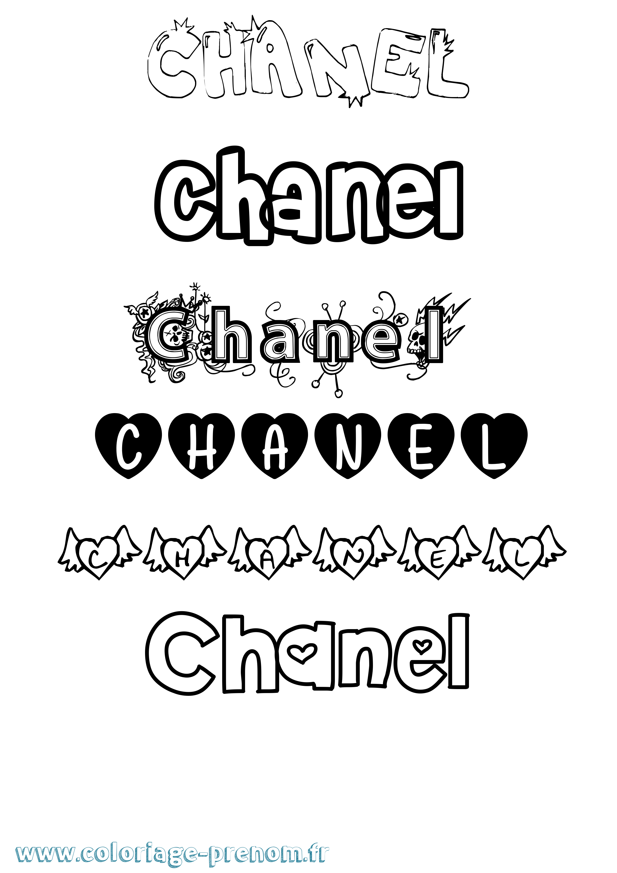 Coloriage prénom Chanel Girly