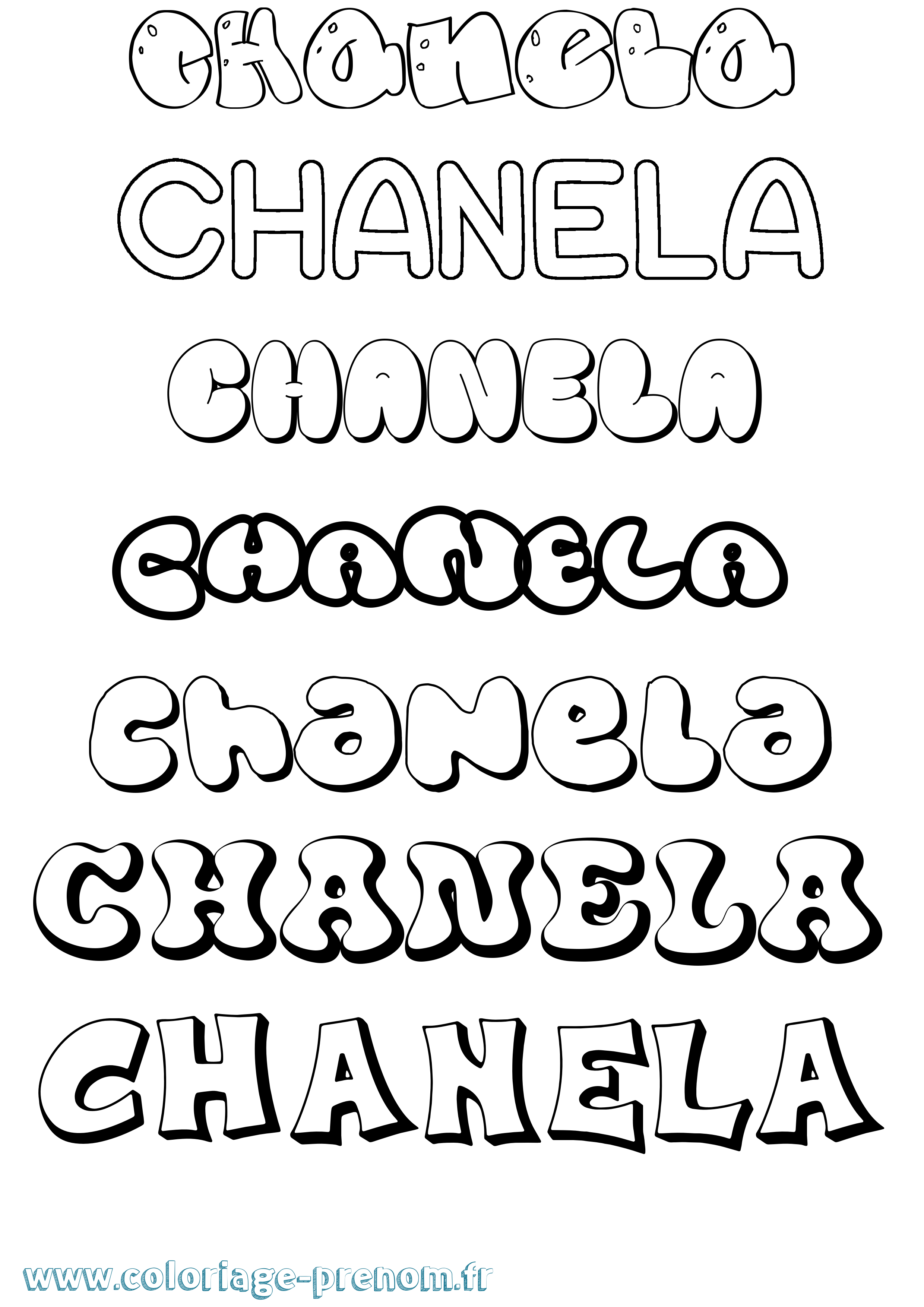 Coloriage prénom Chanela Bubble