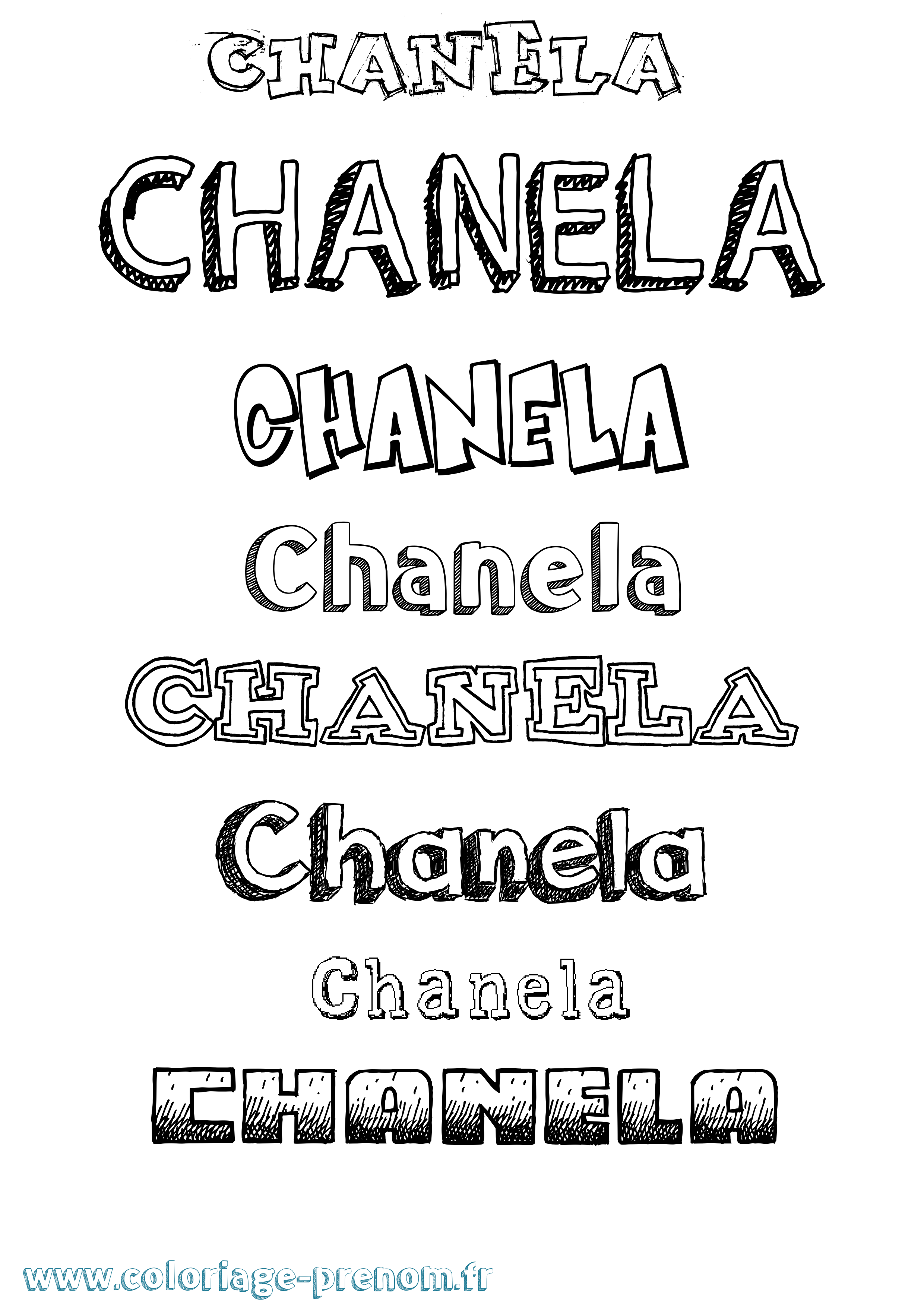 Coloriage prénom Chanela Dessiné