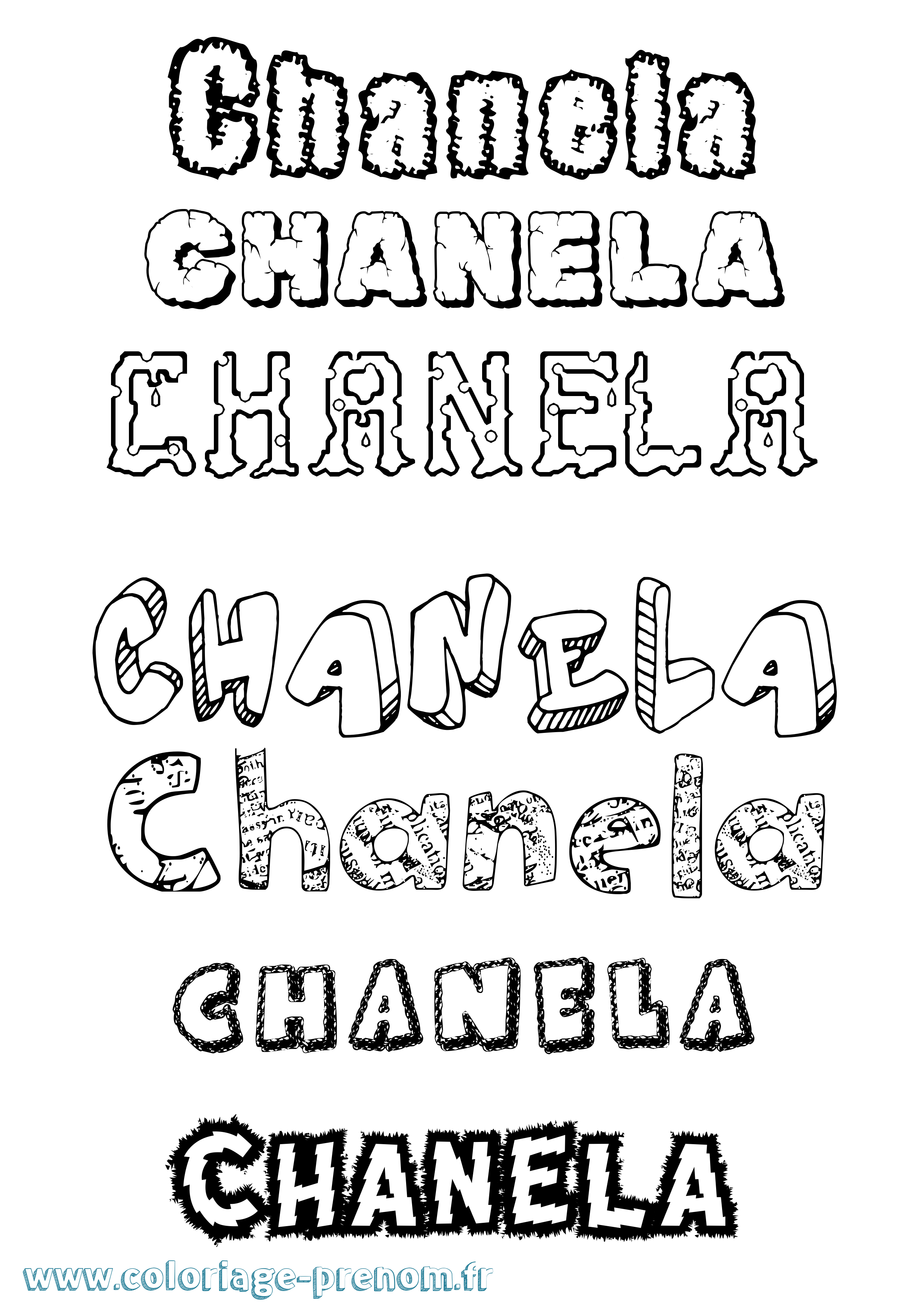 Coloriage prénom Chanela Destructuré