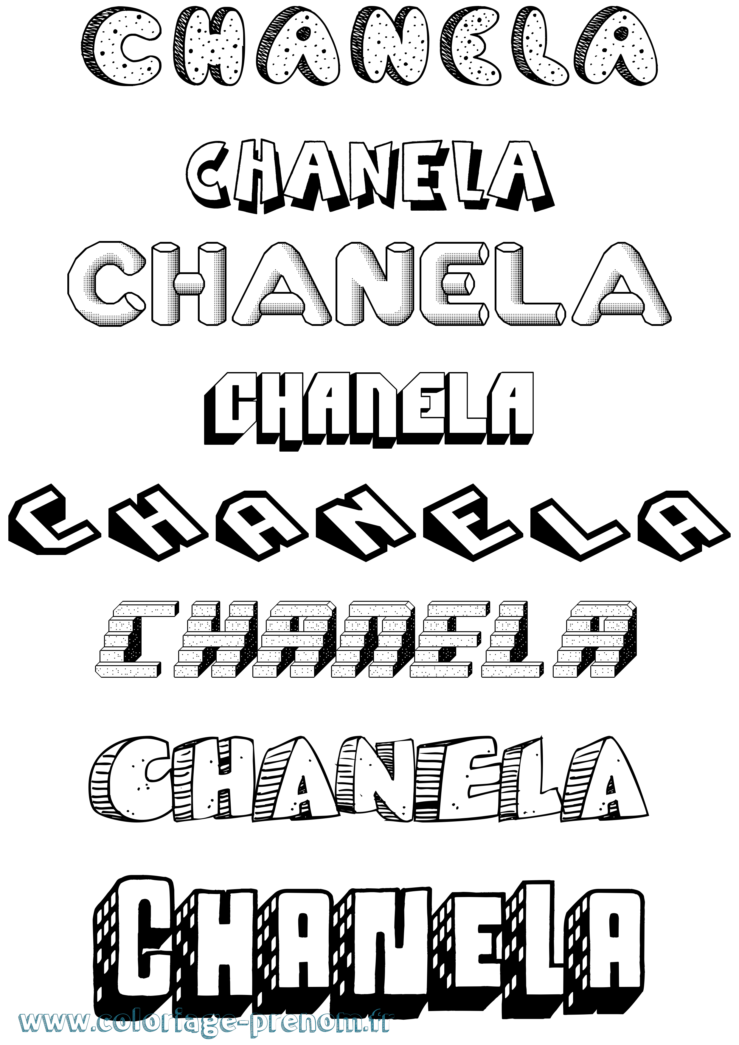 Coloriage prénom Chanela Effet 3D