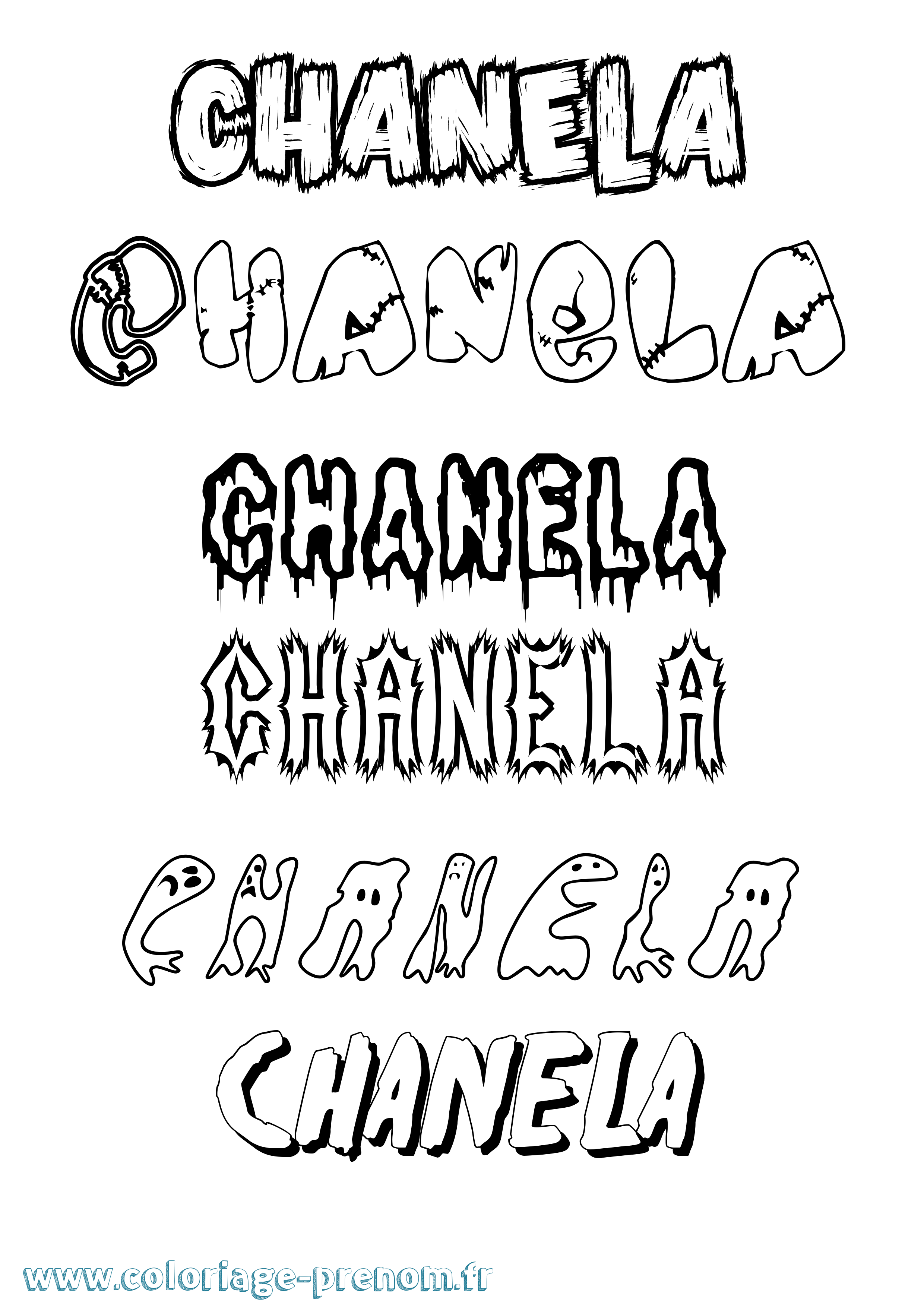 Coloriage prénom Chanela Frisson
