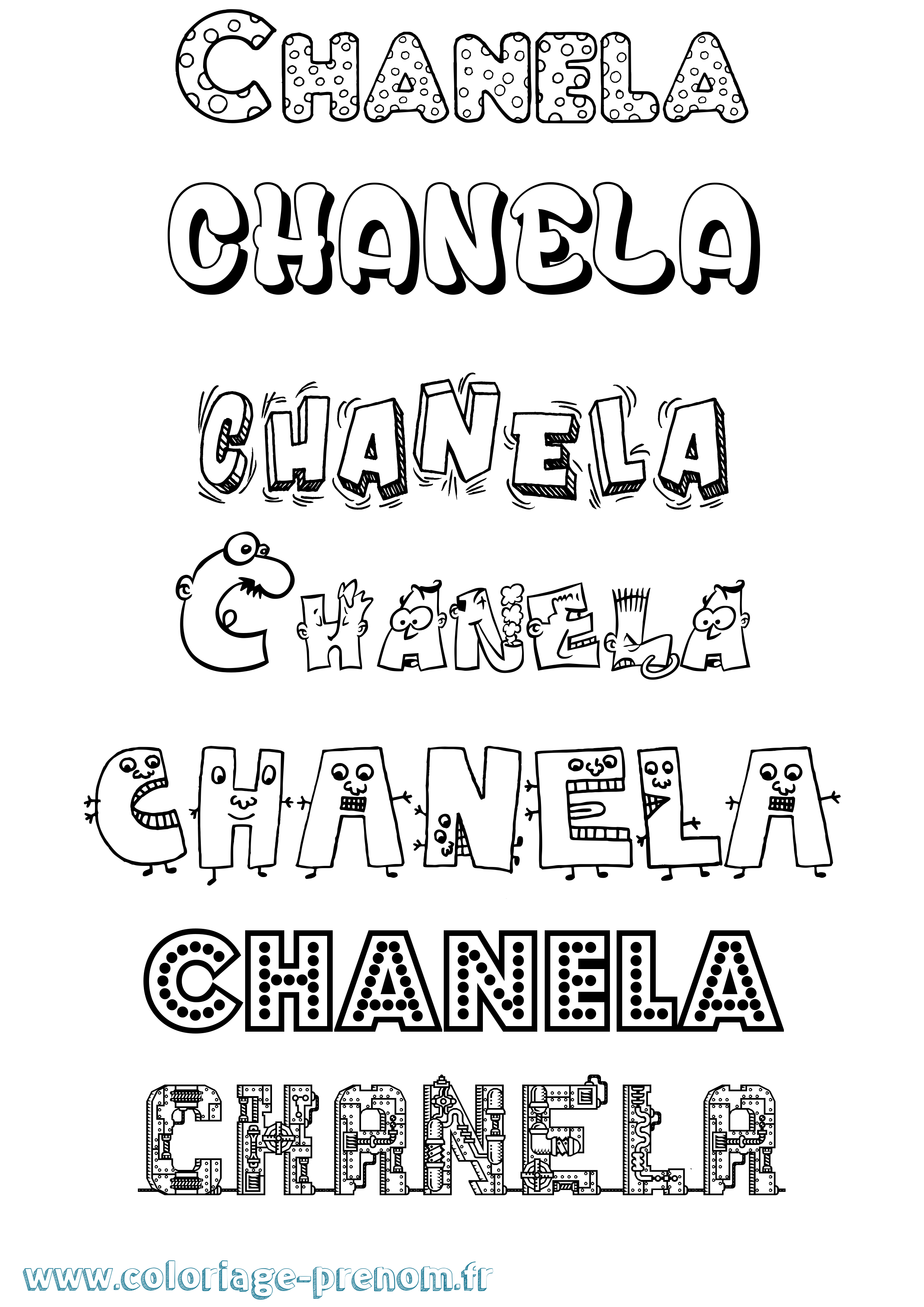 Coloriage prénom Chanela Fun