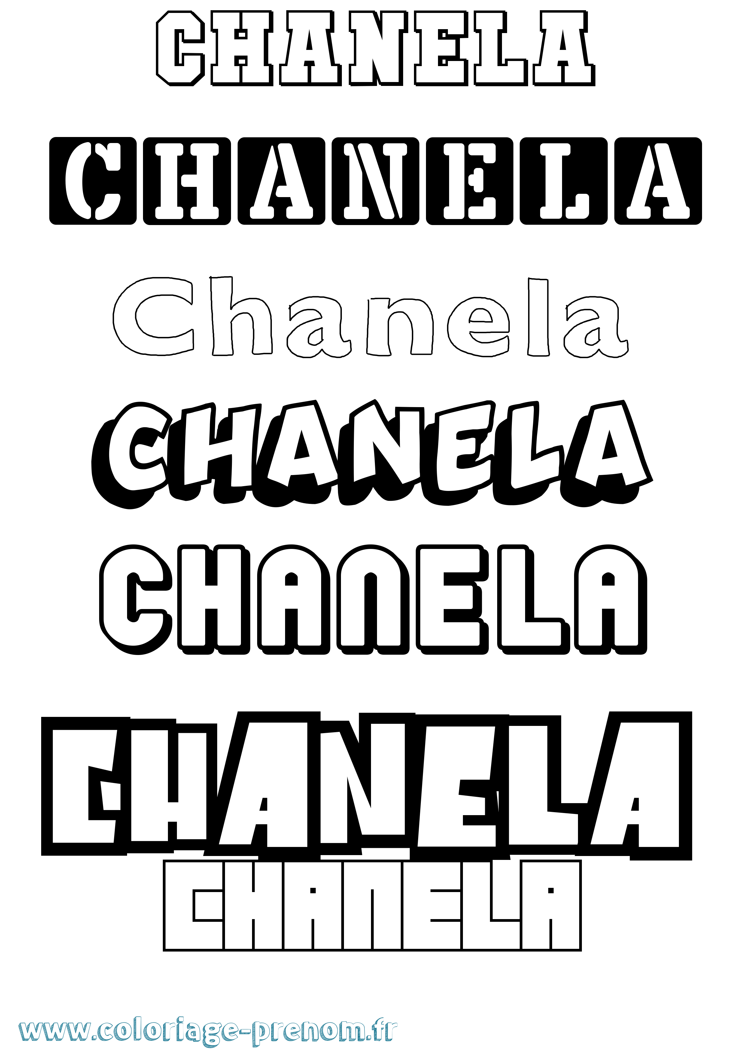 Coloriage prénom Chanela Simple
