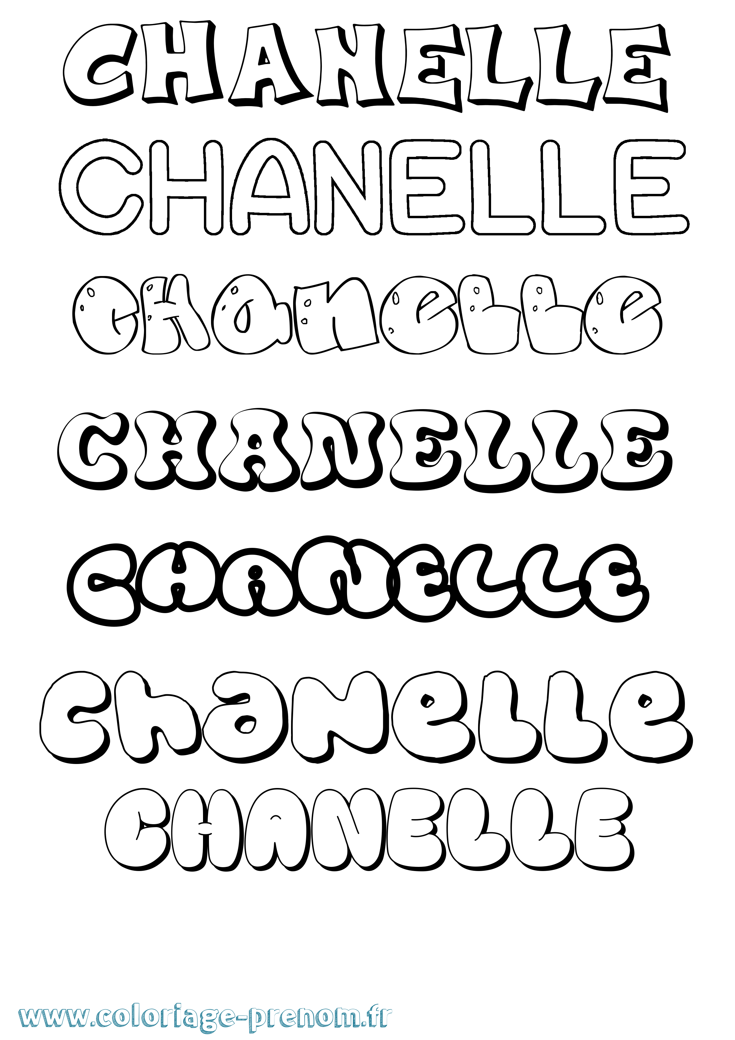 Coloriage prénom Chanelle Bubble