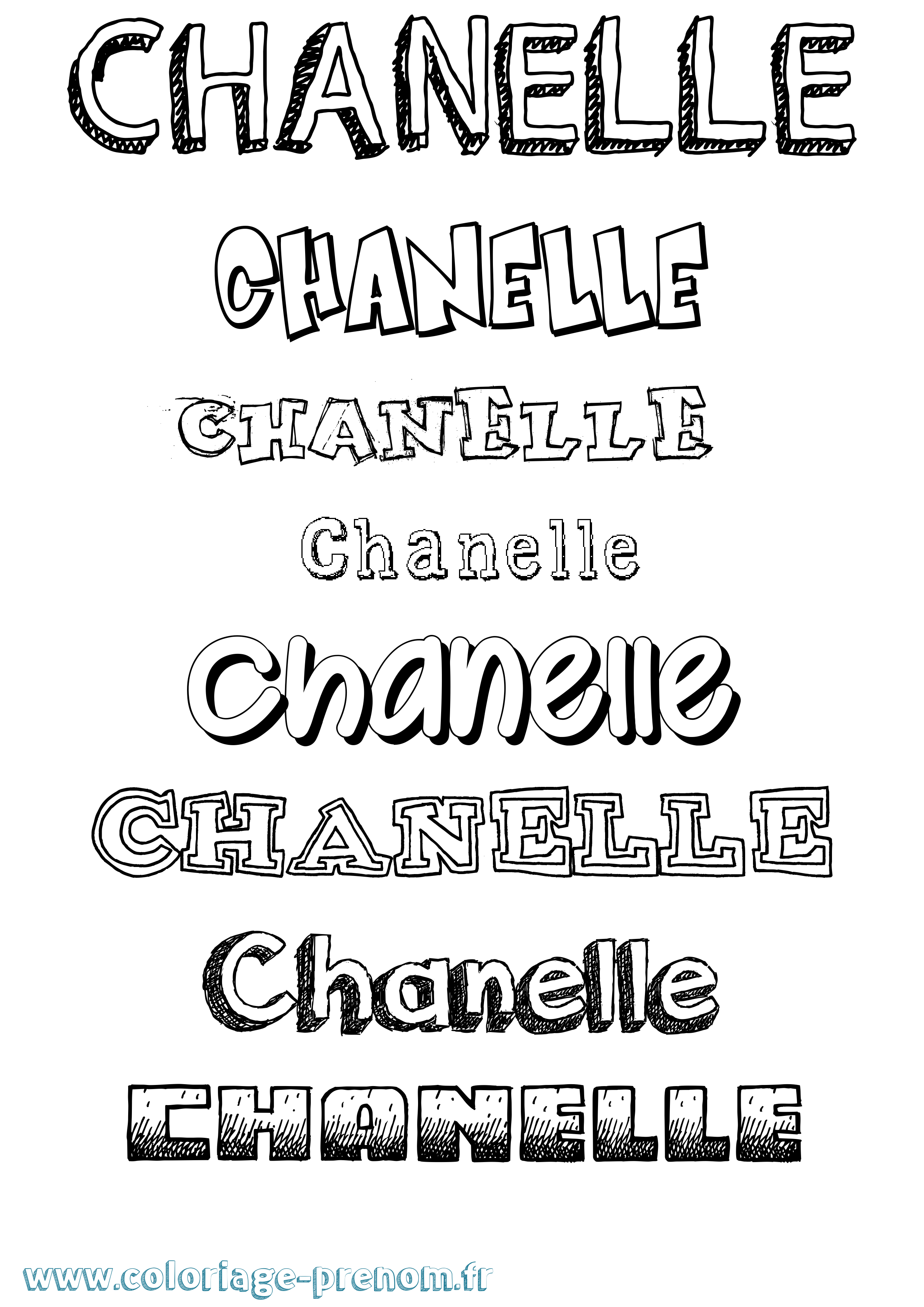 Coloriage prénom Chanelle Dessiné