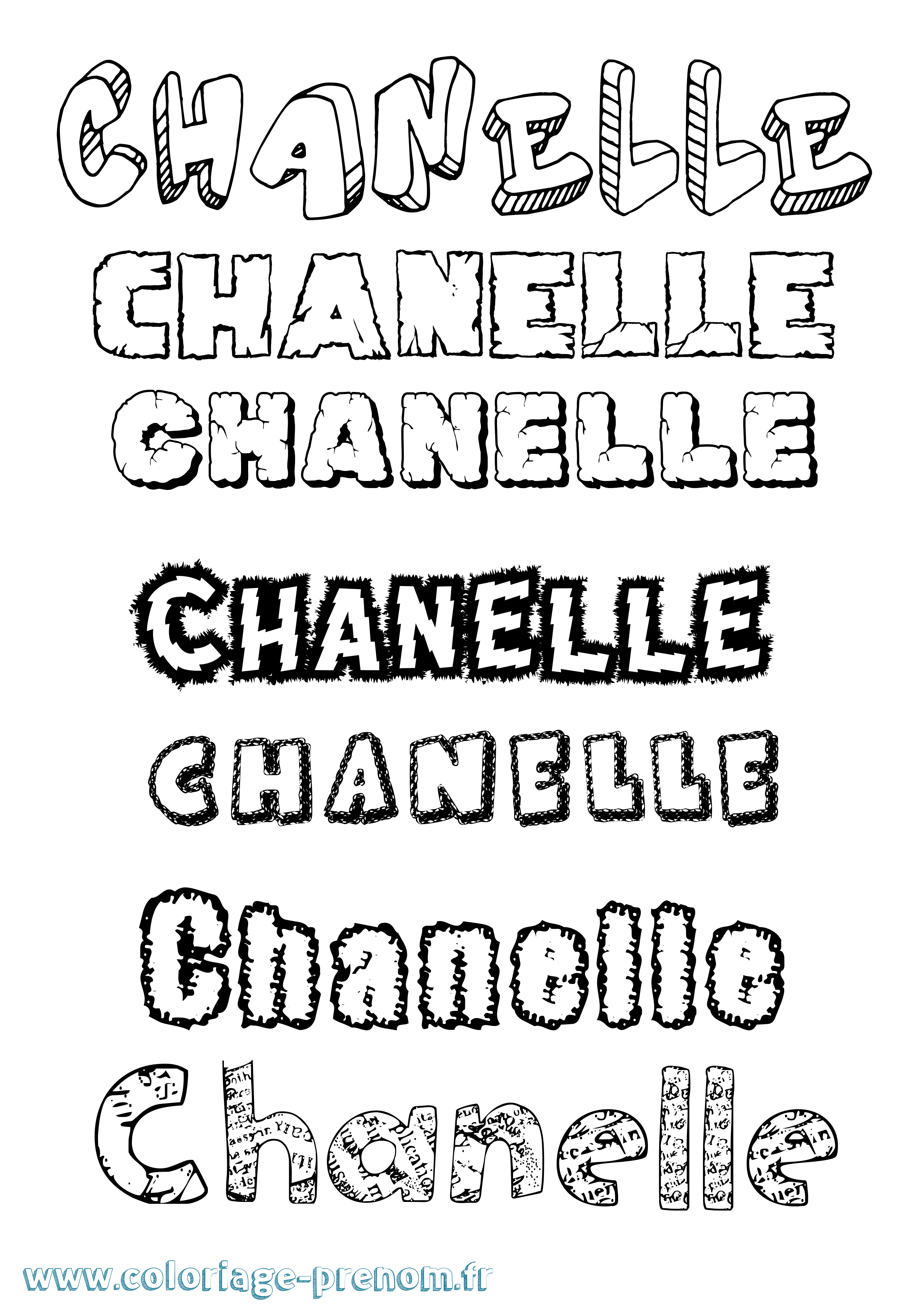 Coloriage prénom Chanelle Destructuré