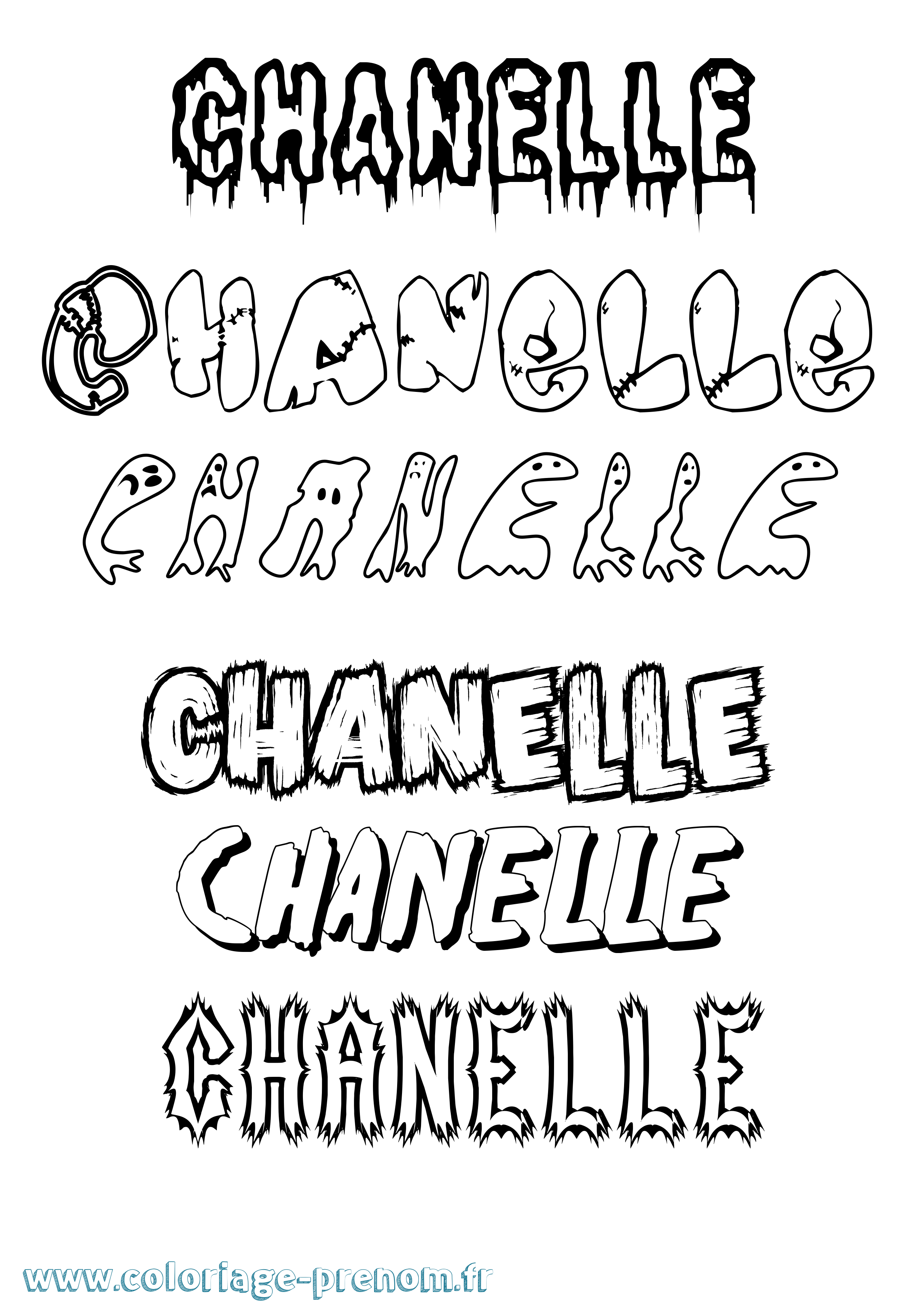 Coloriage prénom Chanelle Frisson