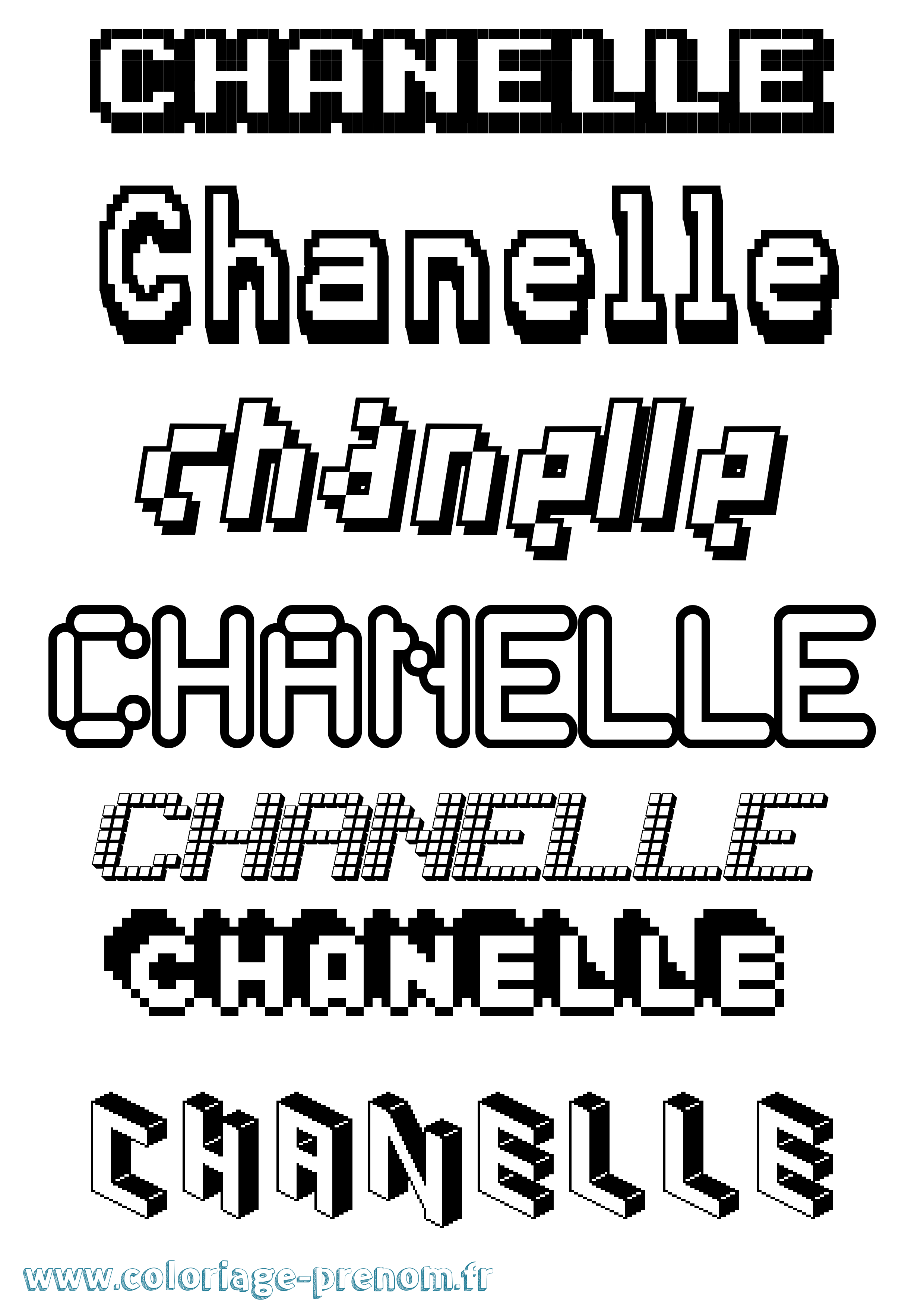Coloriage prénom Chanelle Pixel
