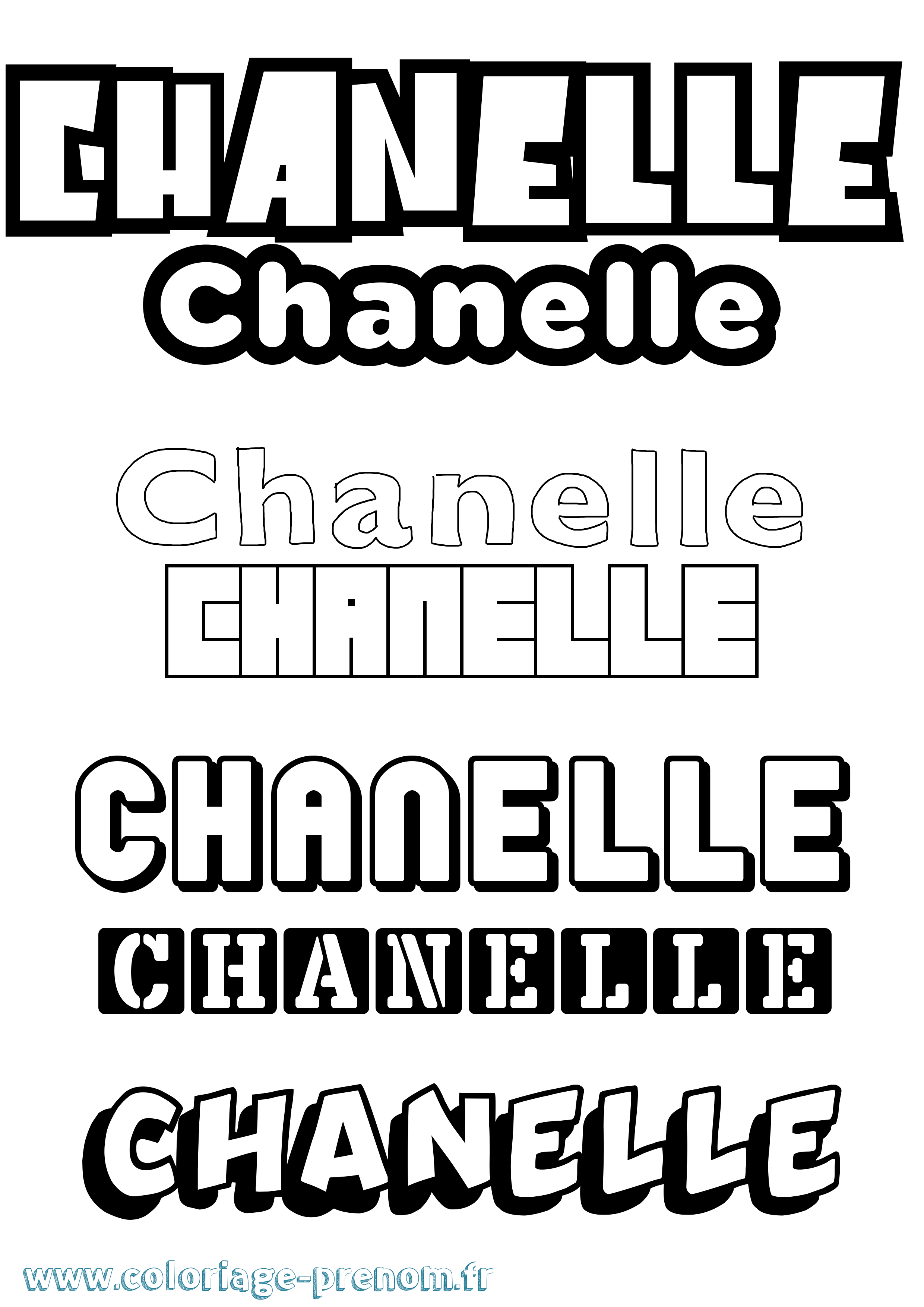 Coloriage prénom Chanelle Simple