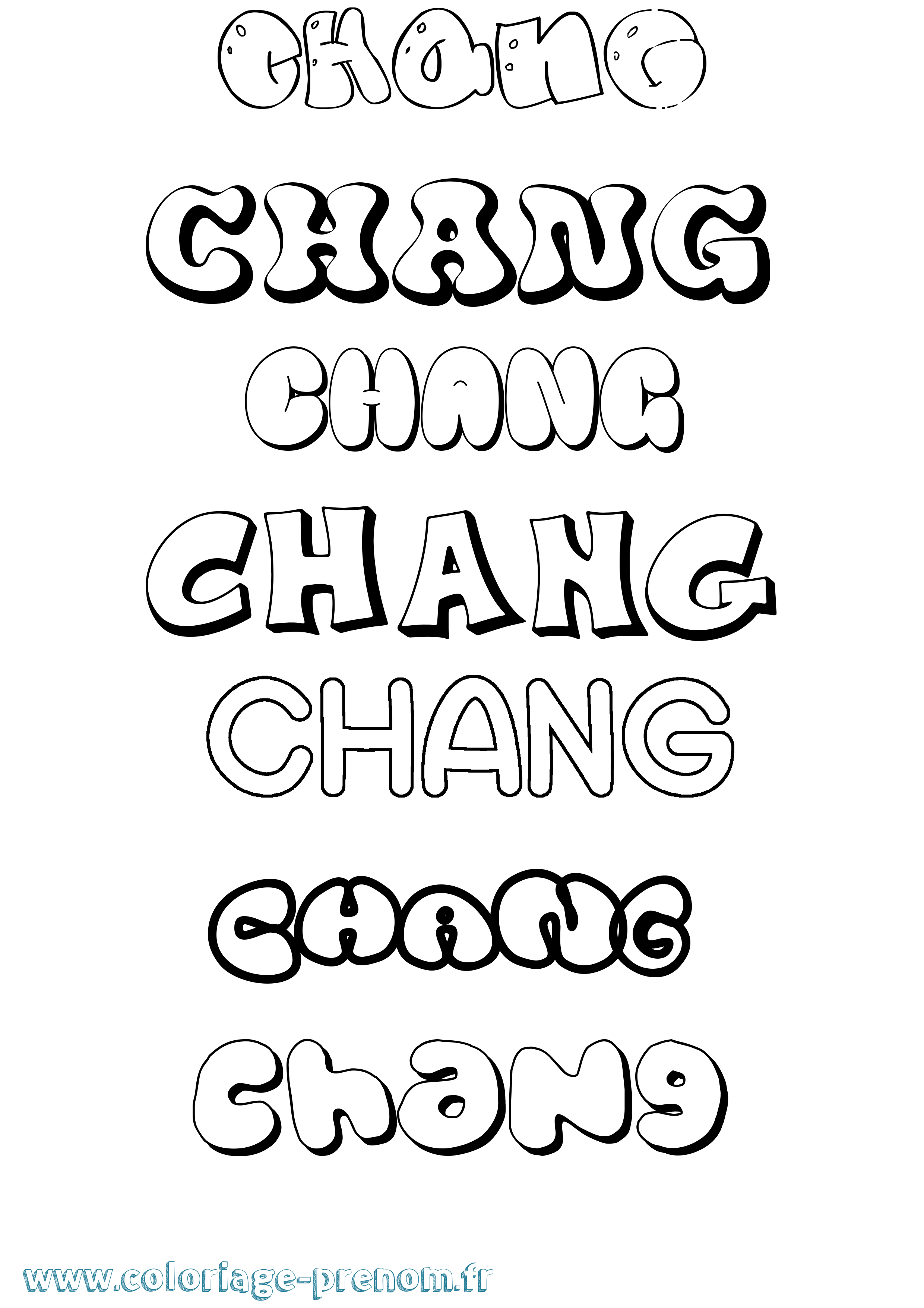 Coloriage prénom Chang Bubble
