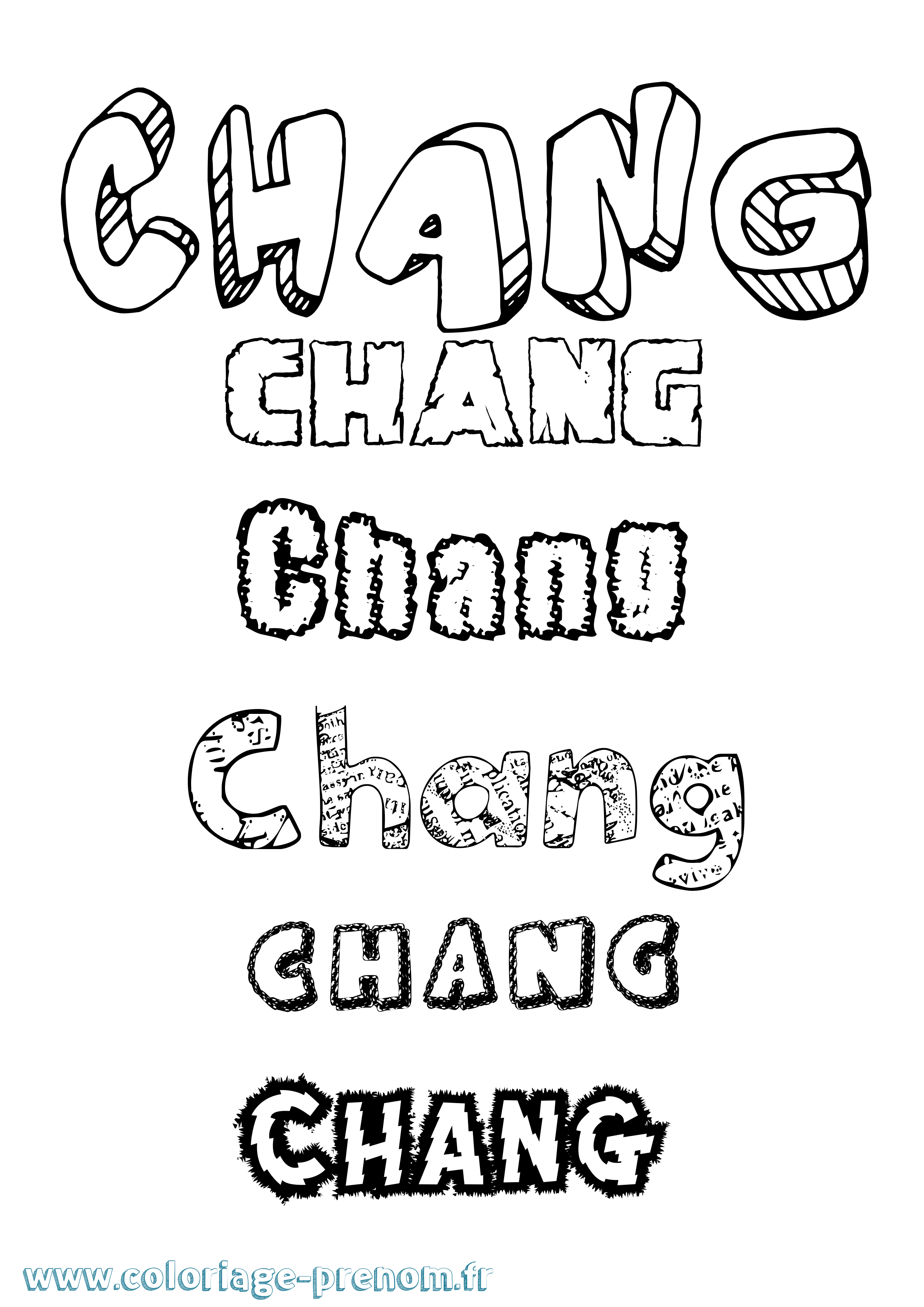 Coloriage prénom Chang Destructuré