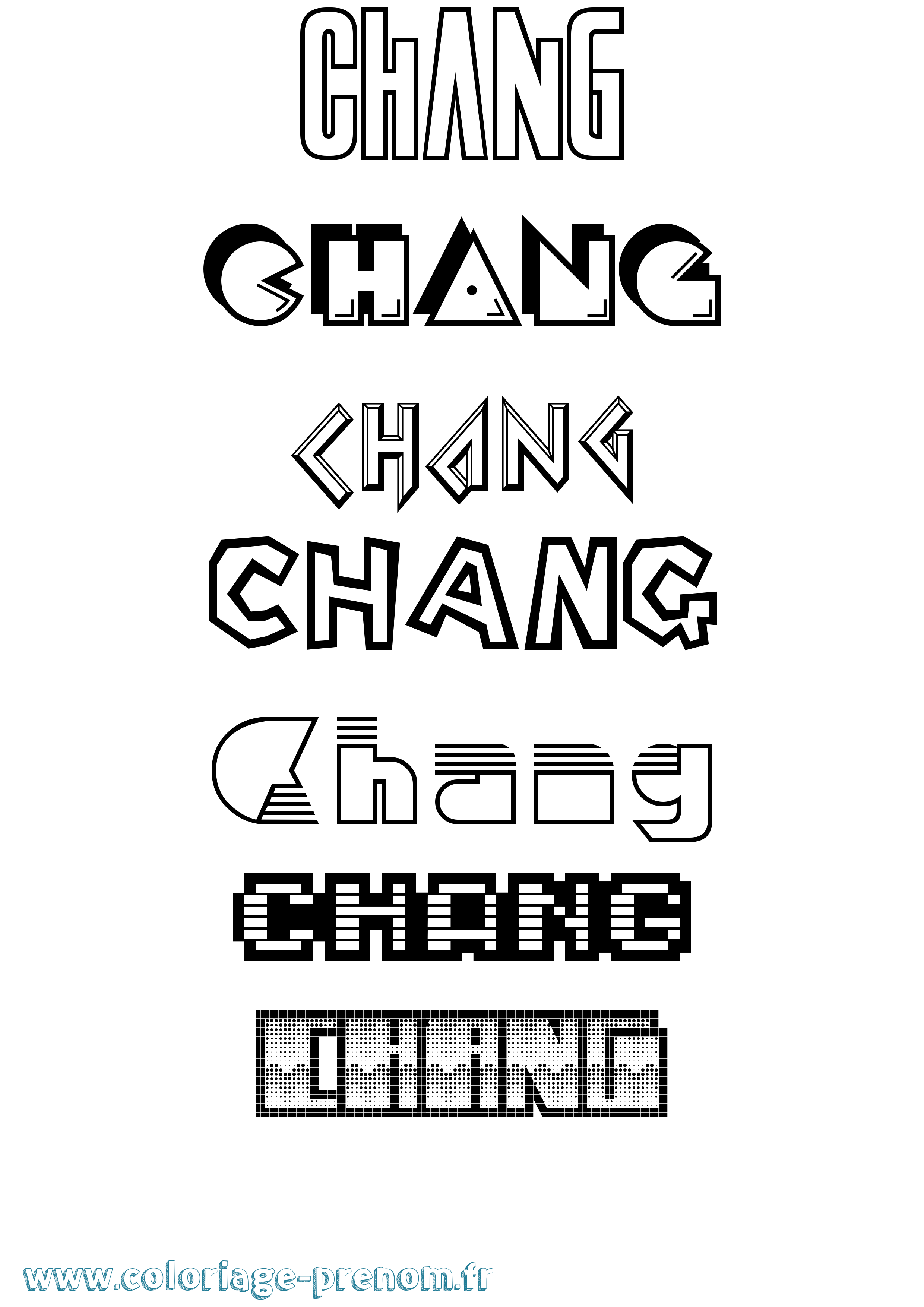Coloriage prénom Chang Jeux Vidéos
