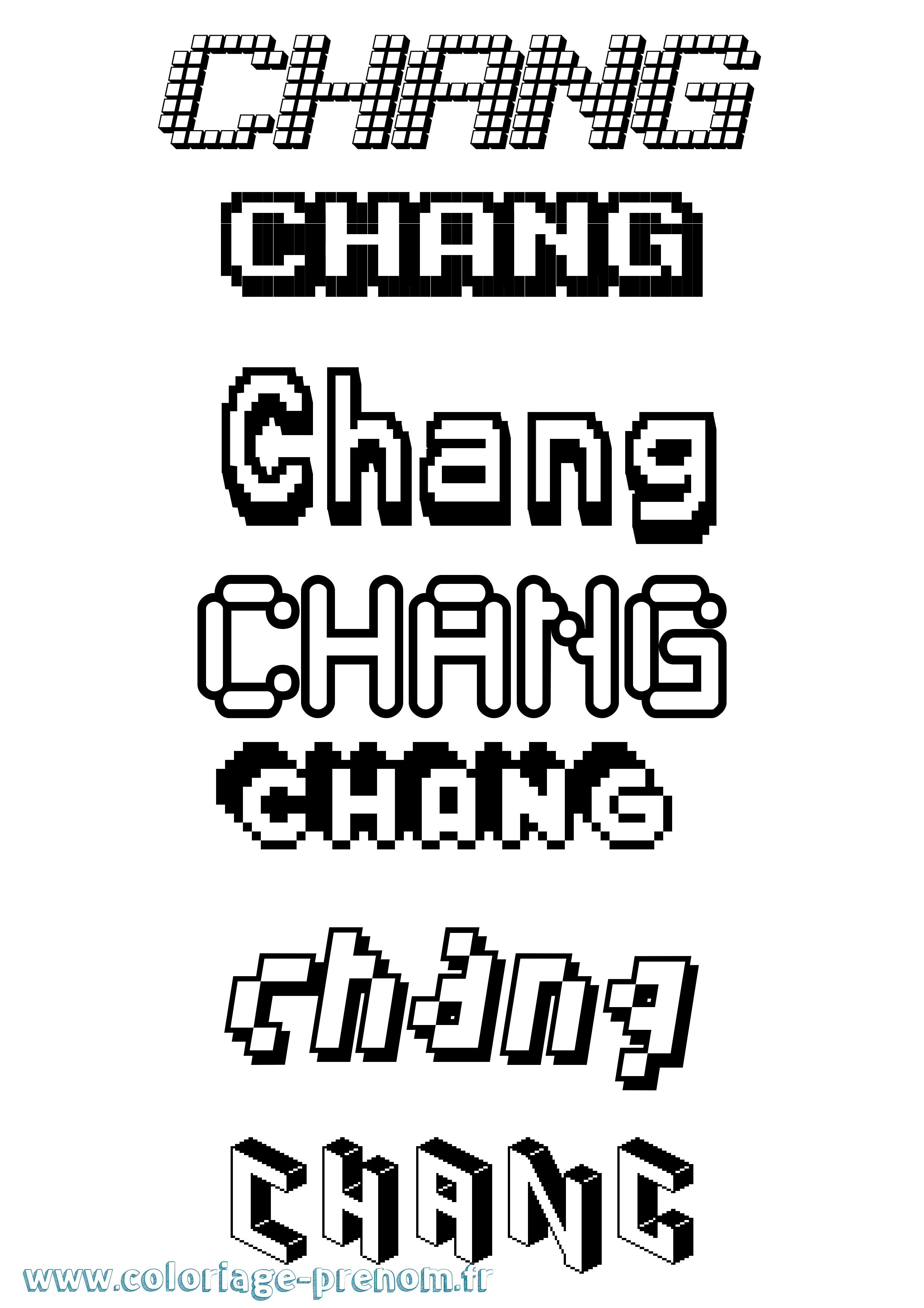 Coloriage prénom Chang Pixel