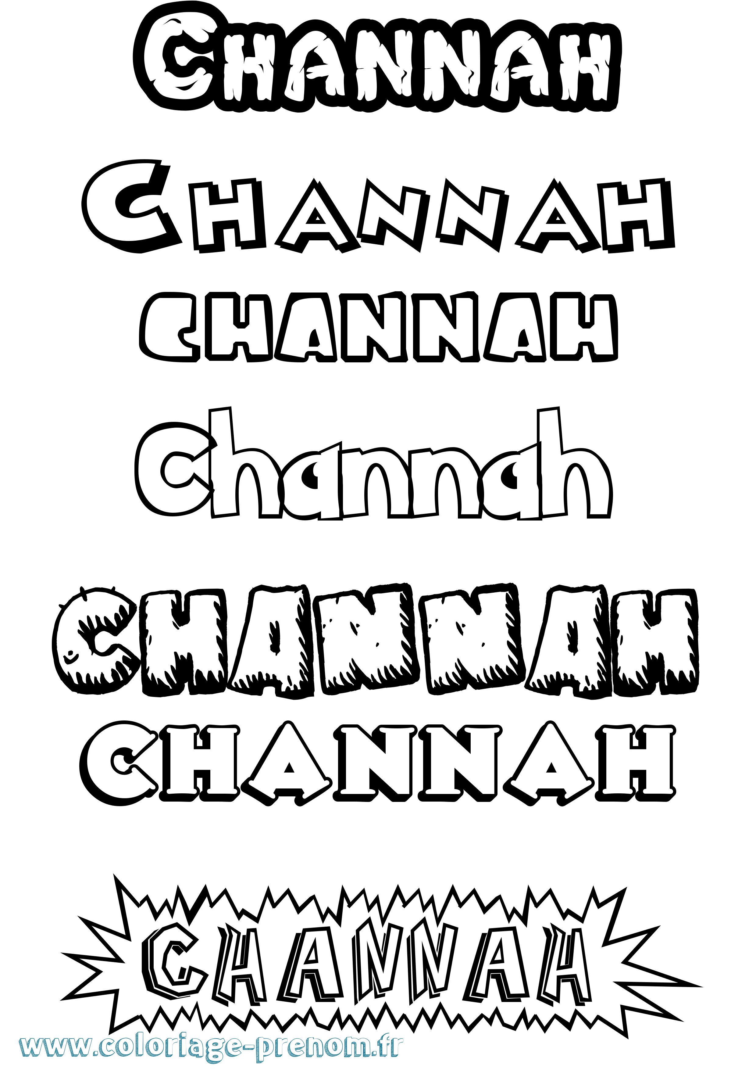 Coloriage Channah Dessin Animé Coloriage prénom Channah Dessin Animé