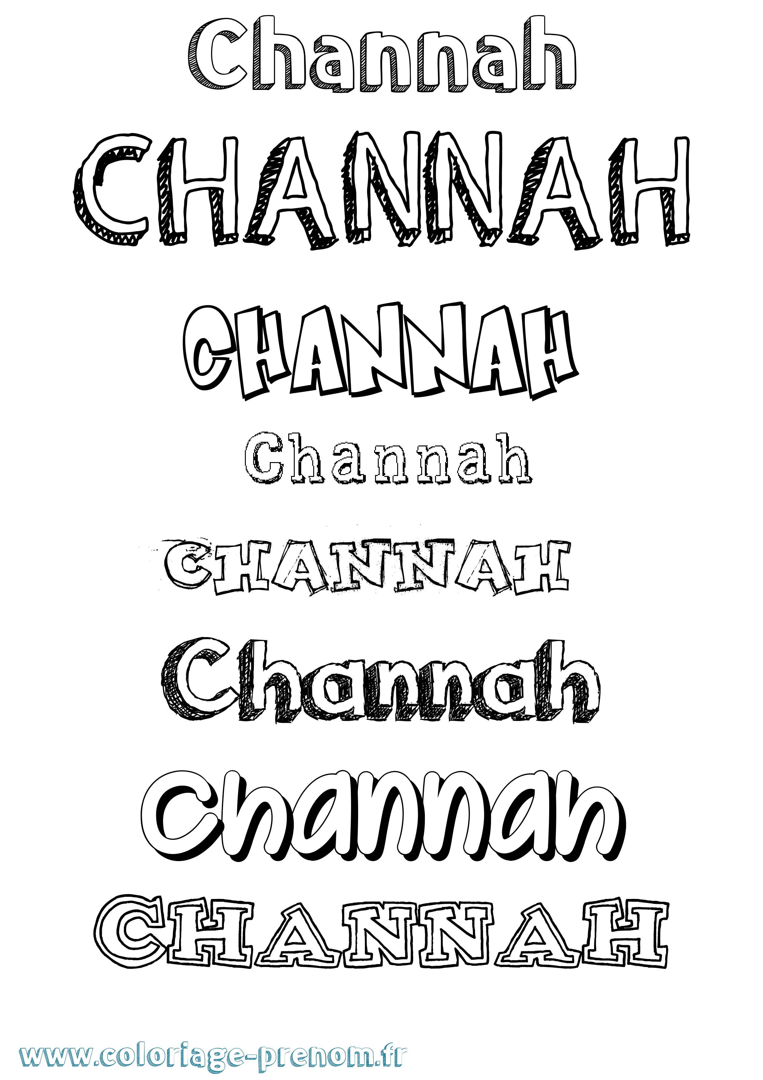 Coloriage prénom Channah Dessiné