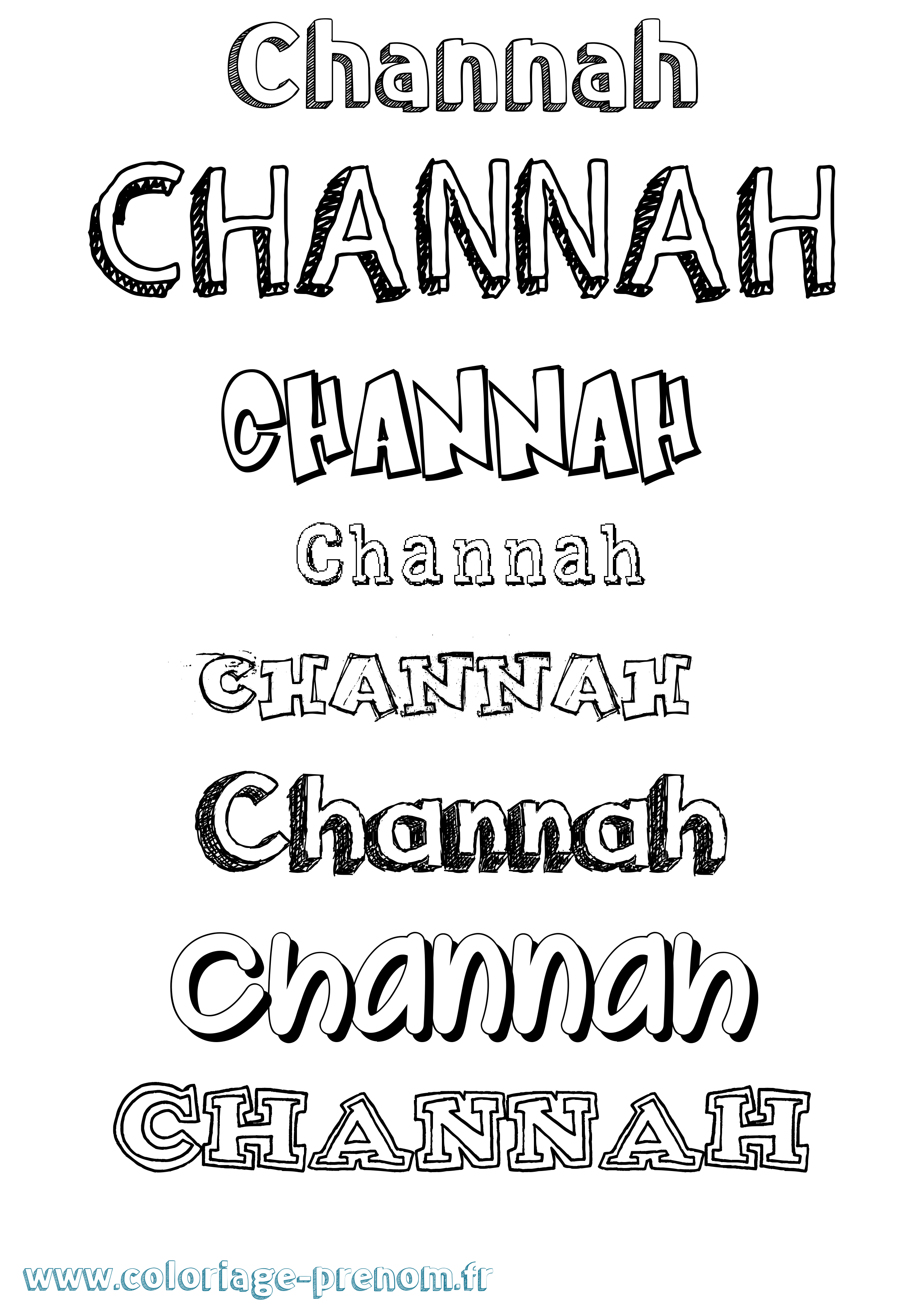 Coloriage Channah Dessiné Coloriage prénom Channah Dessiné