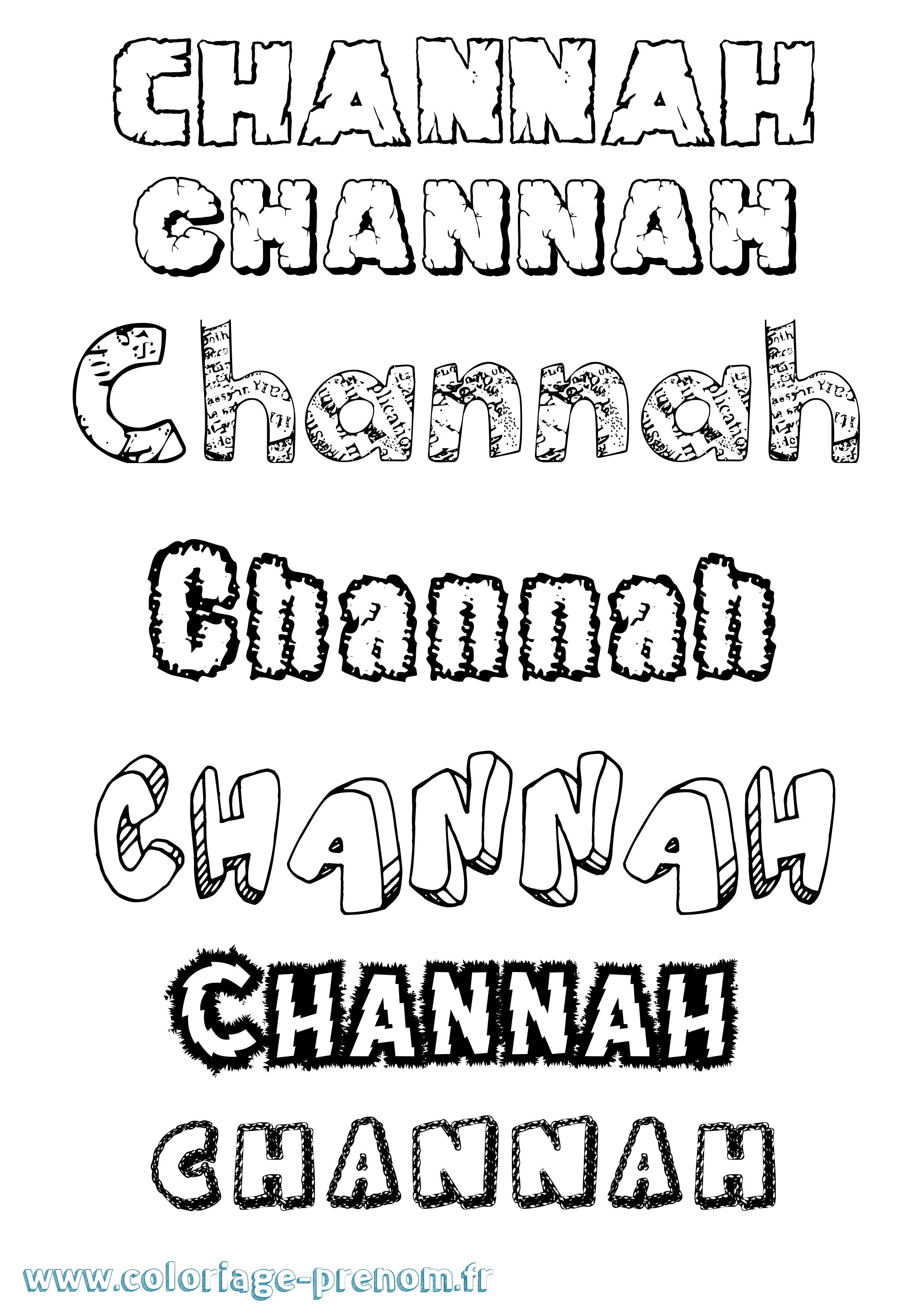 Coloriage Channah Destructuré Coloriage prénom Channah Destructuré