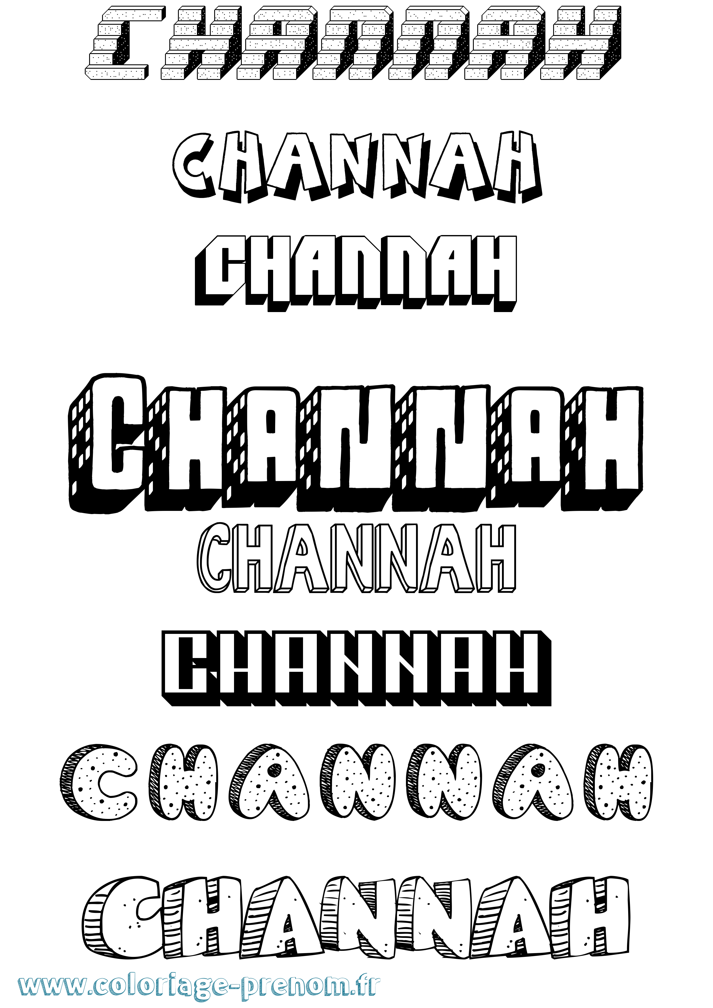 Coloriage Channah Effet 3D Coloriage prénom Channah Effet 3D