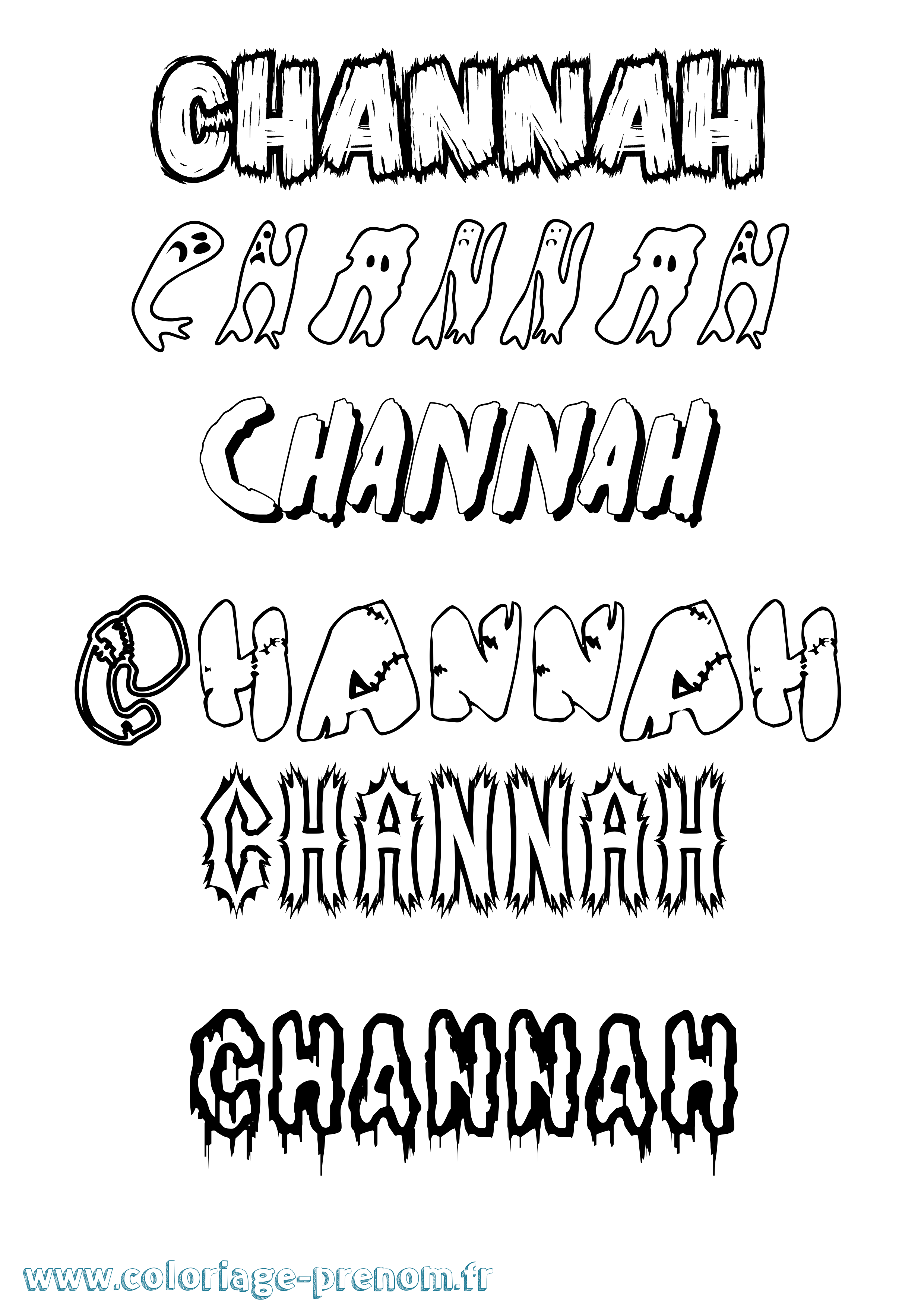 Coloriage prénom Channah Frisson