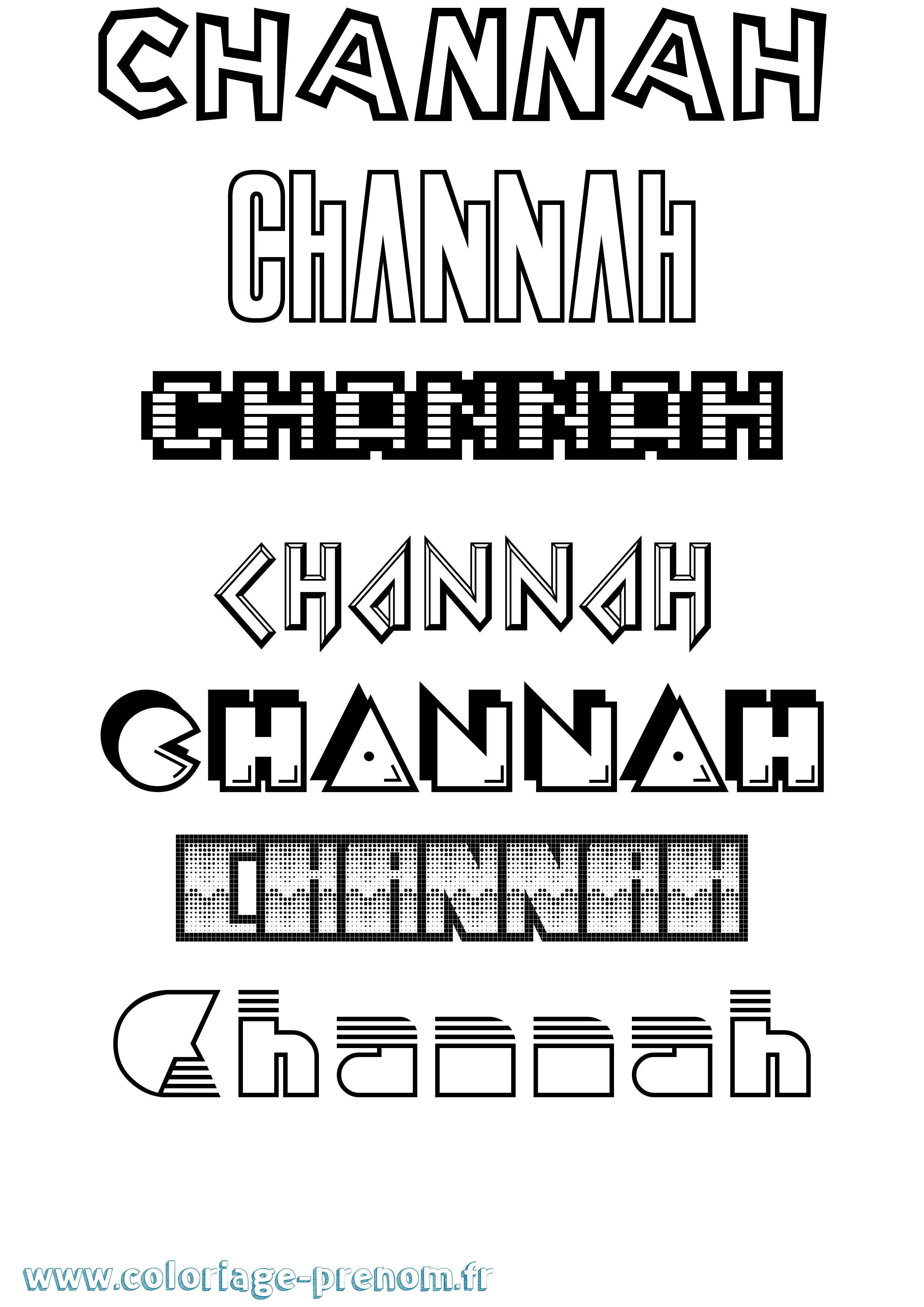 Coloriage prénom Channah Jeux Vidéos