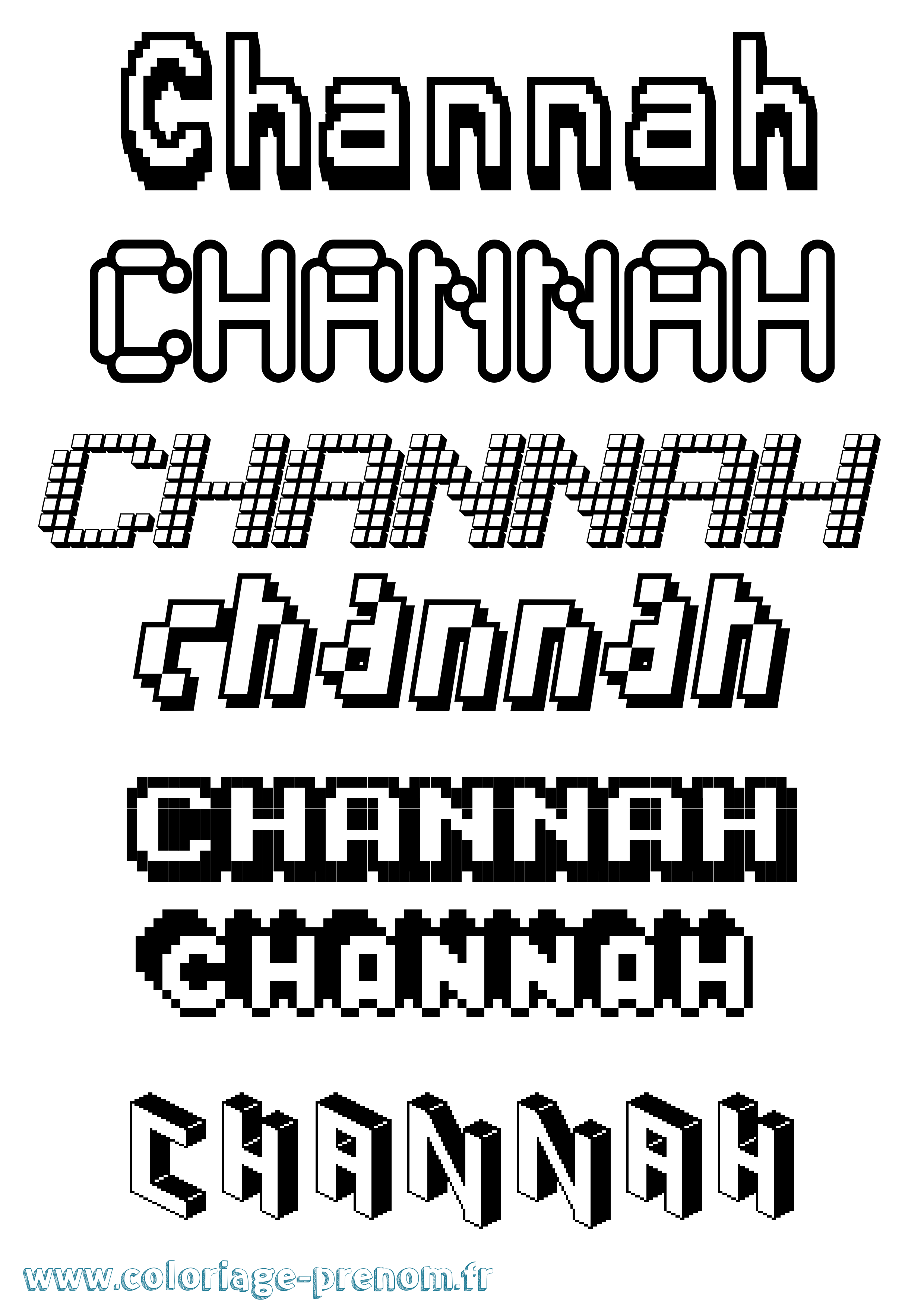 Coloriage Channah Pixel Coloriage prénom Channah Pixel