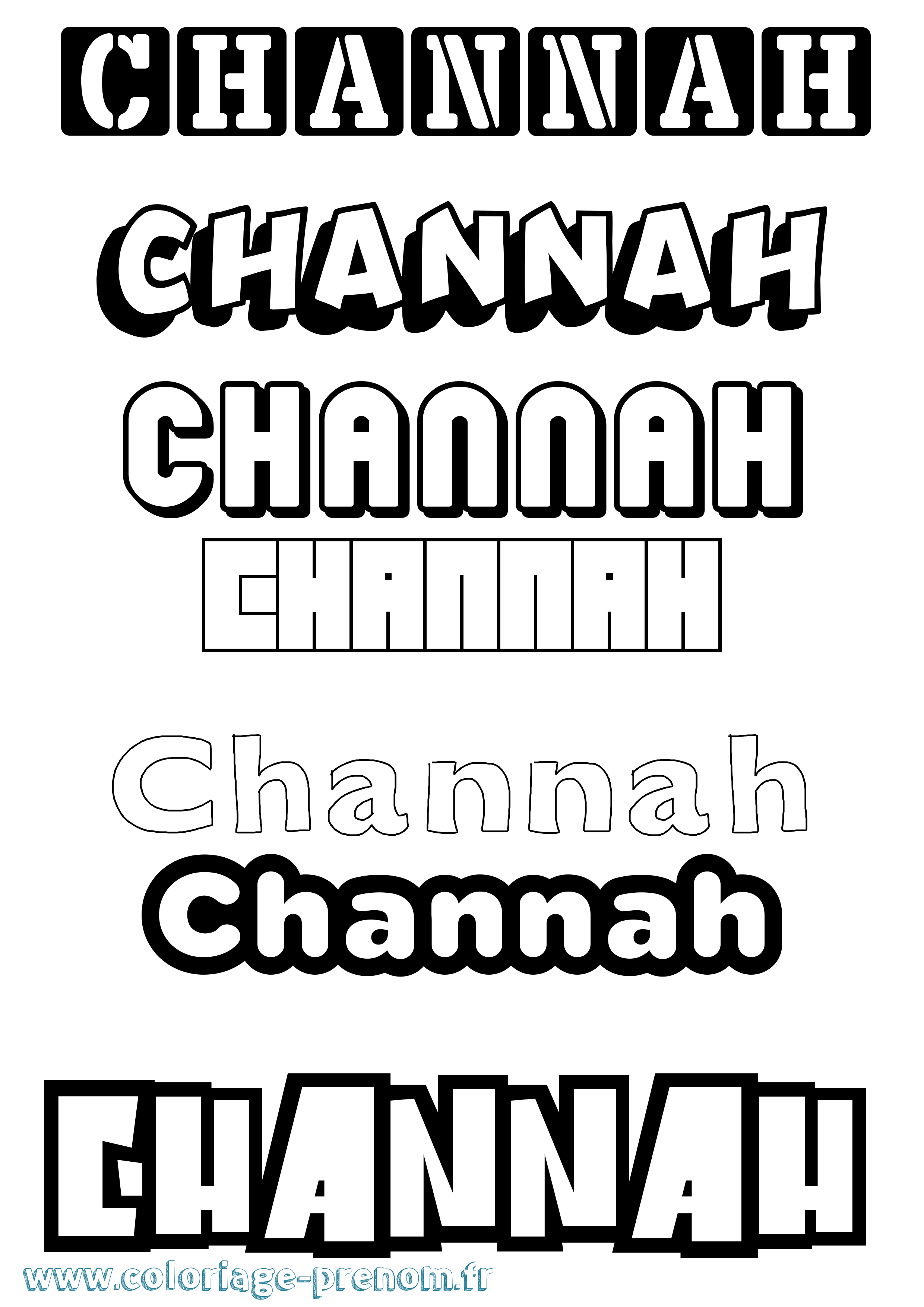 Coloriage Channah Simple Coloriage prénom Channah Simple