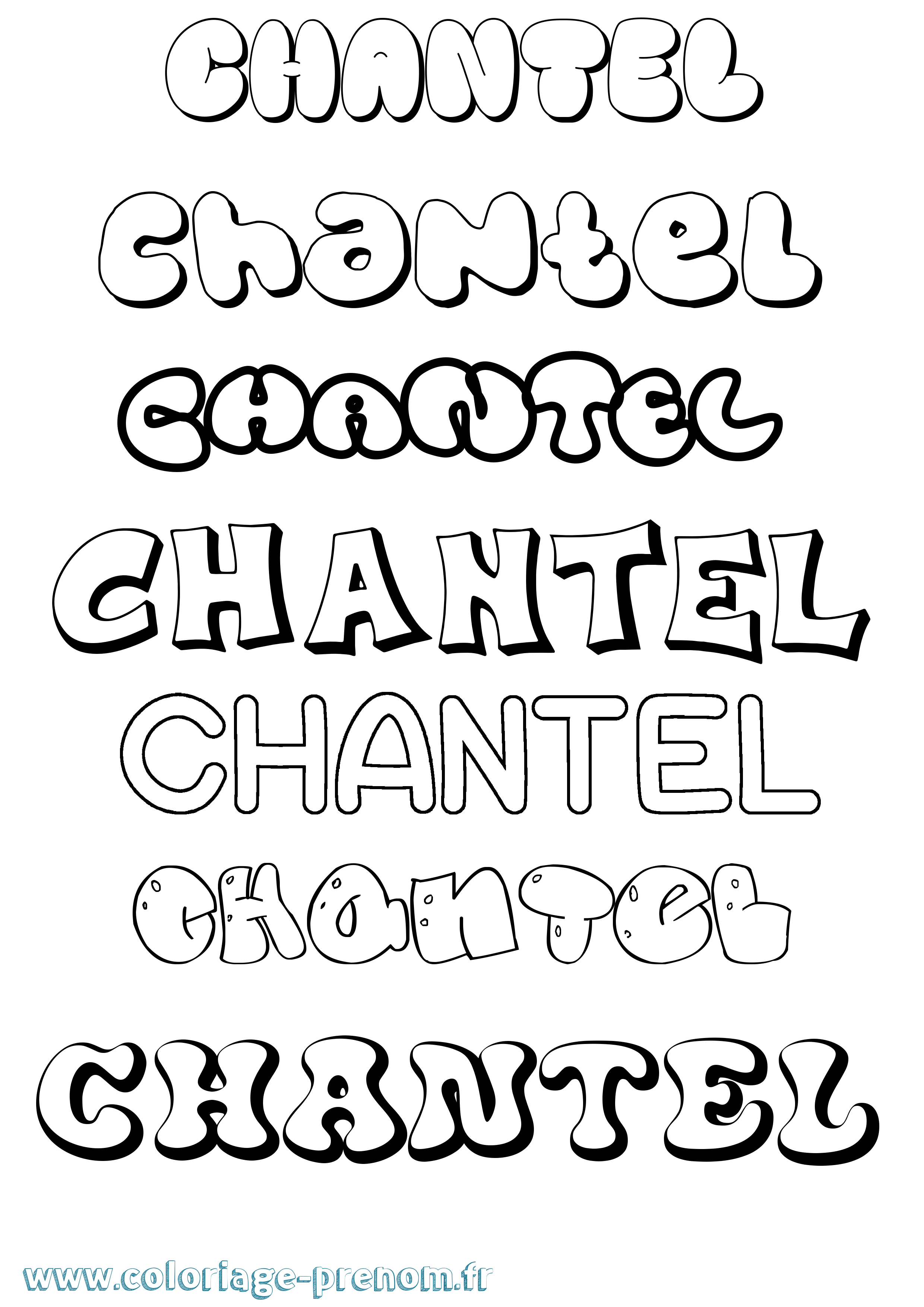 Coloriage prénom Chantel Bubble