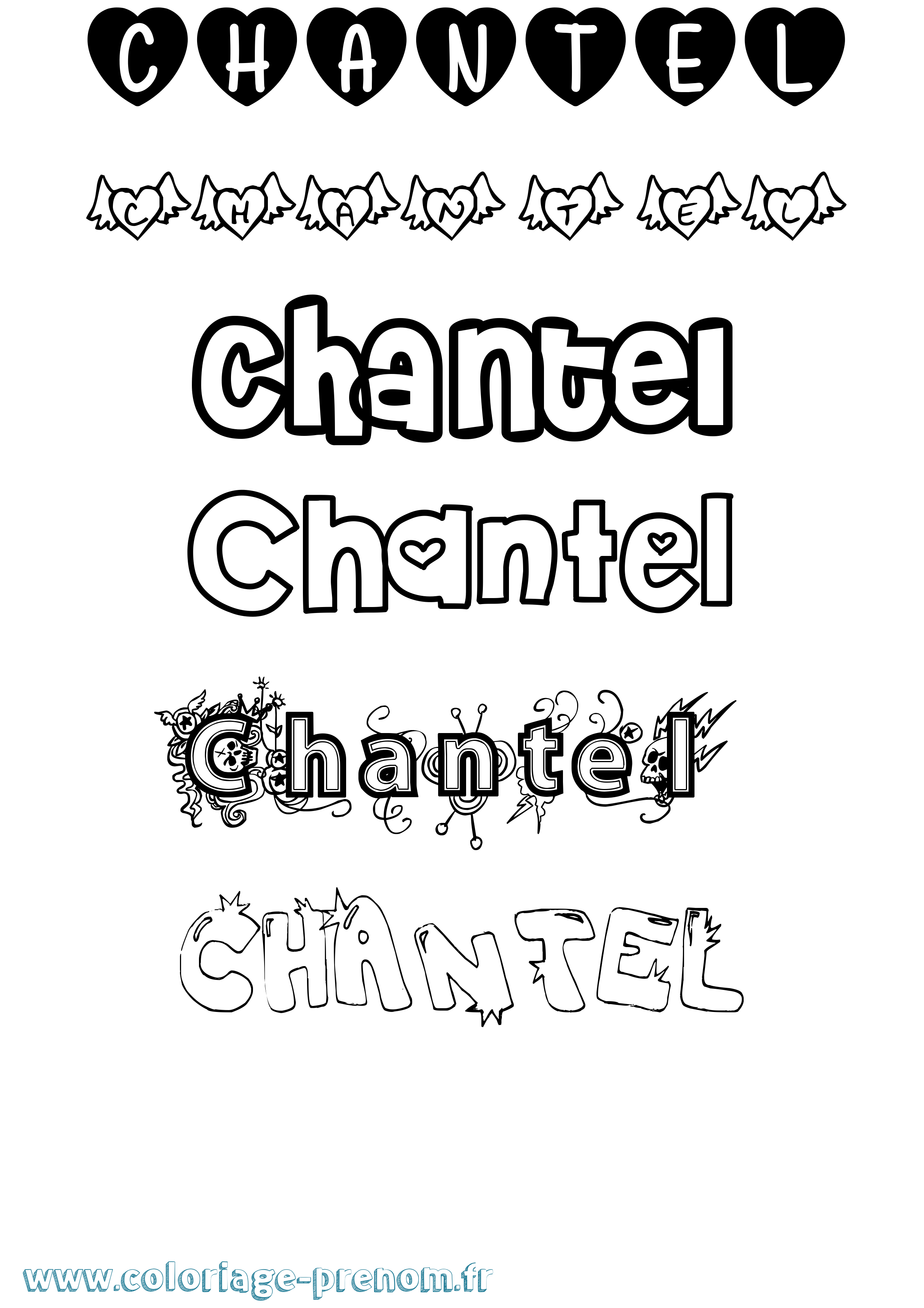 Coloriage prénom Chantel Girly
