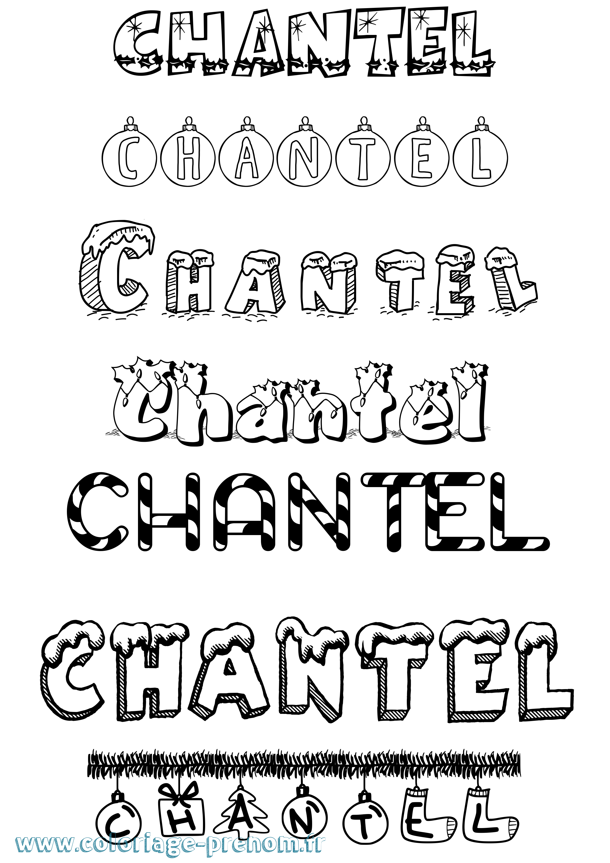 Coloriage prénom Chantel Noël