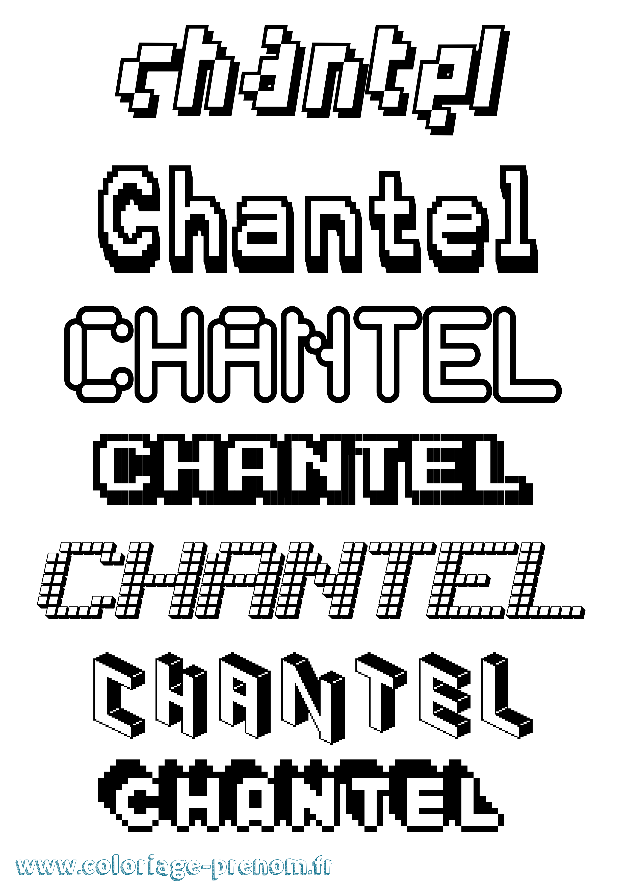 Coloriage prénom Chantel Pixel