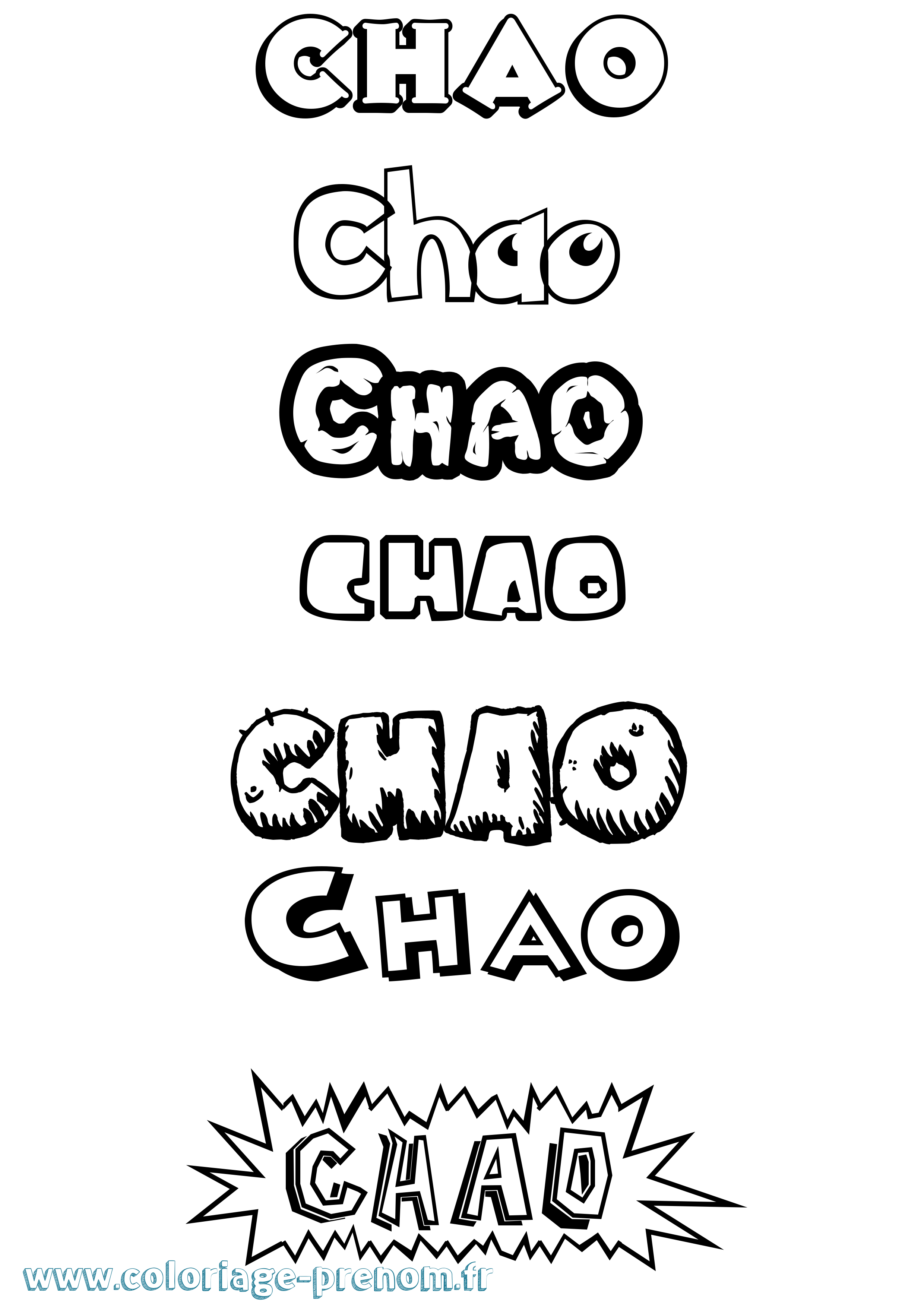 Coloriage Chao Dessin Animé Coloriage prénom Chao Dessin Animé