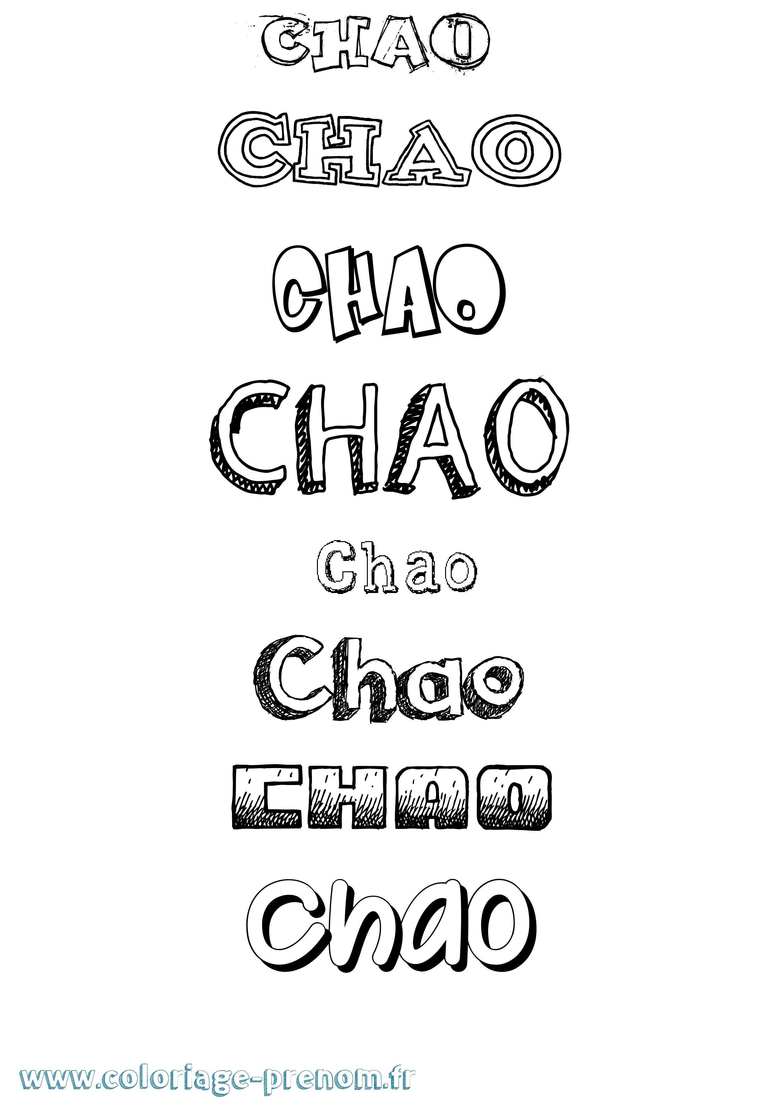 Coloriage Chao Dessiné Coloriage prénom Chao Dessiné