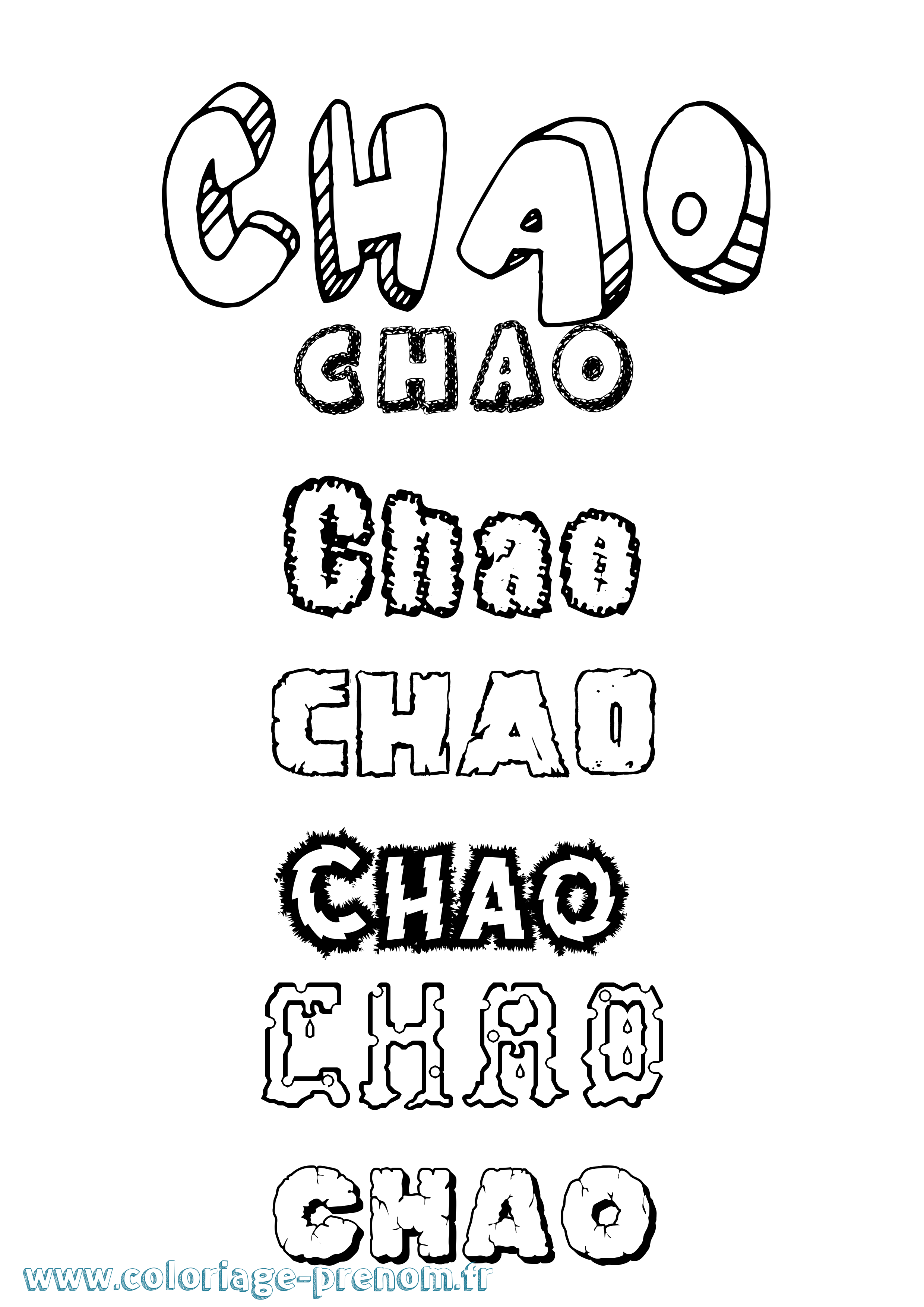 Coloriage Chao Destructuré Coloriage prénom Chao Destructuré