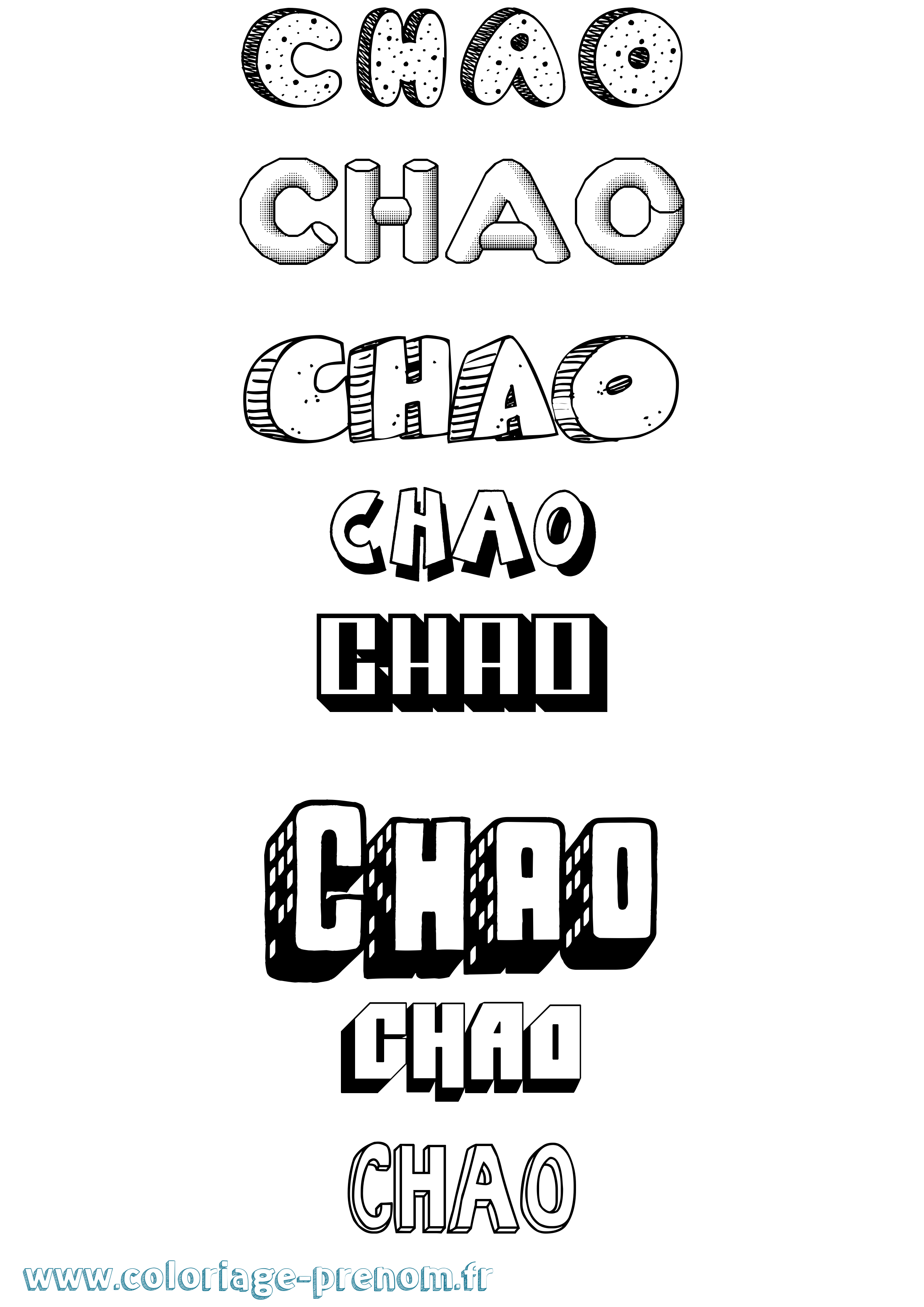 Coloriage Chao Effet 3D Coloriage prénom Chao Effet 3D
