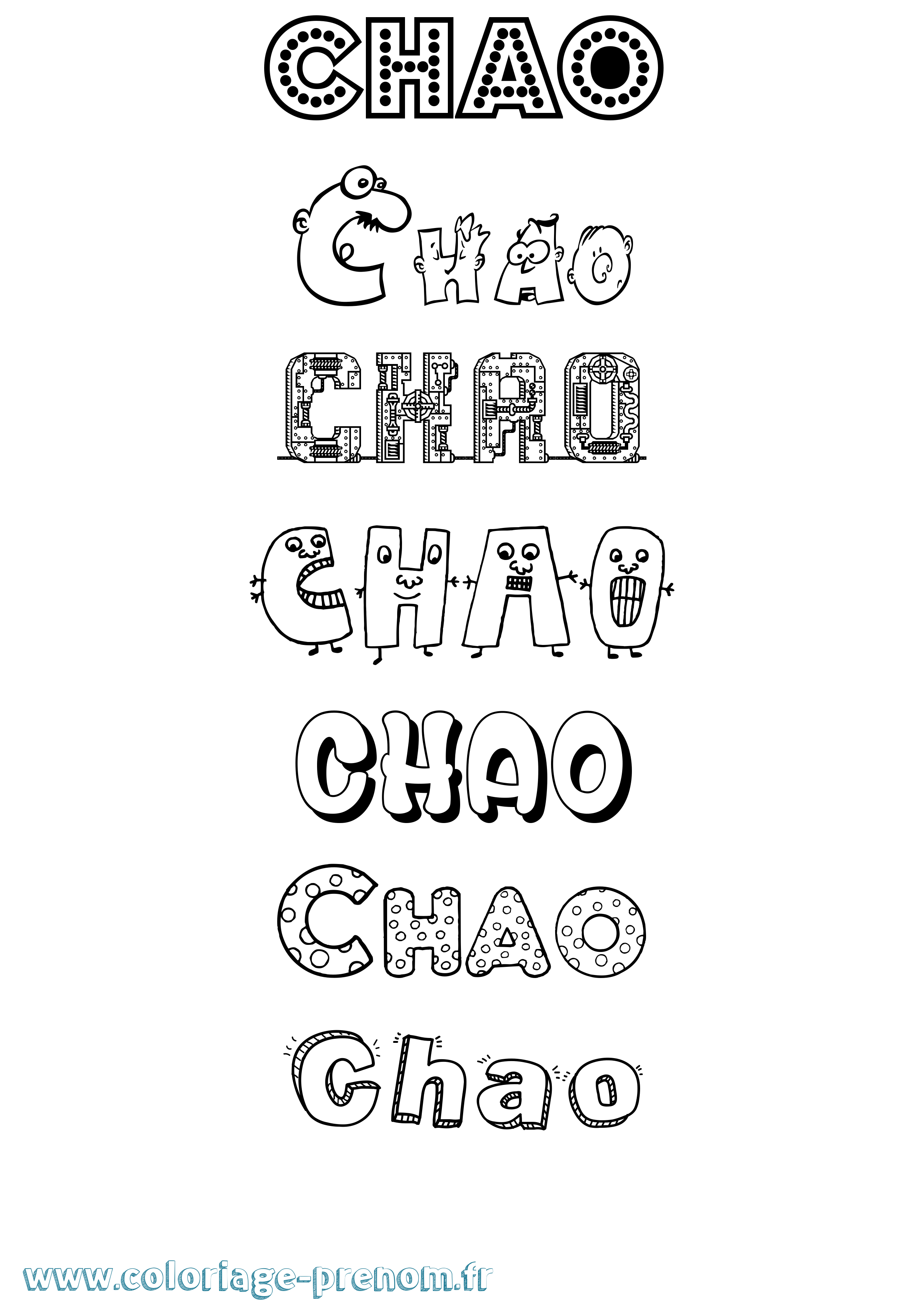 Coloriage Chao Fun Coloriage prénom Chao Fun