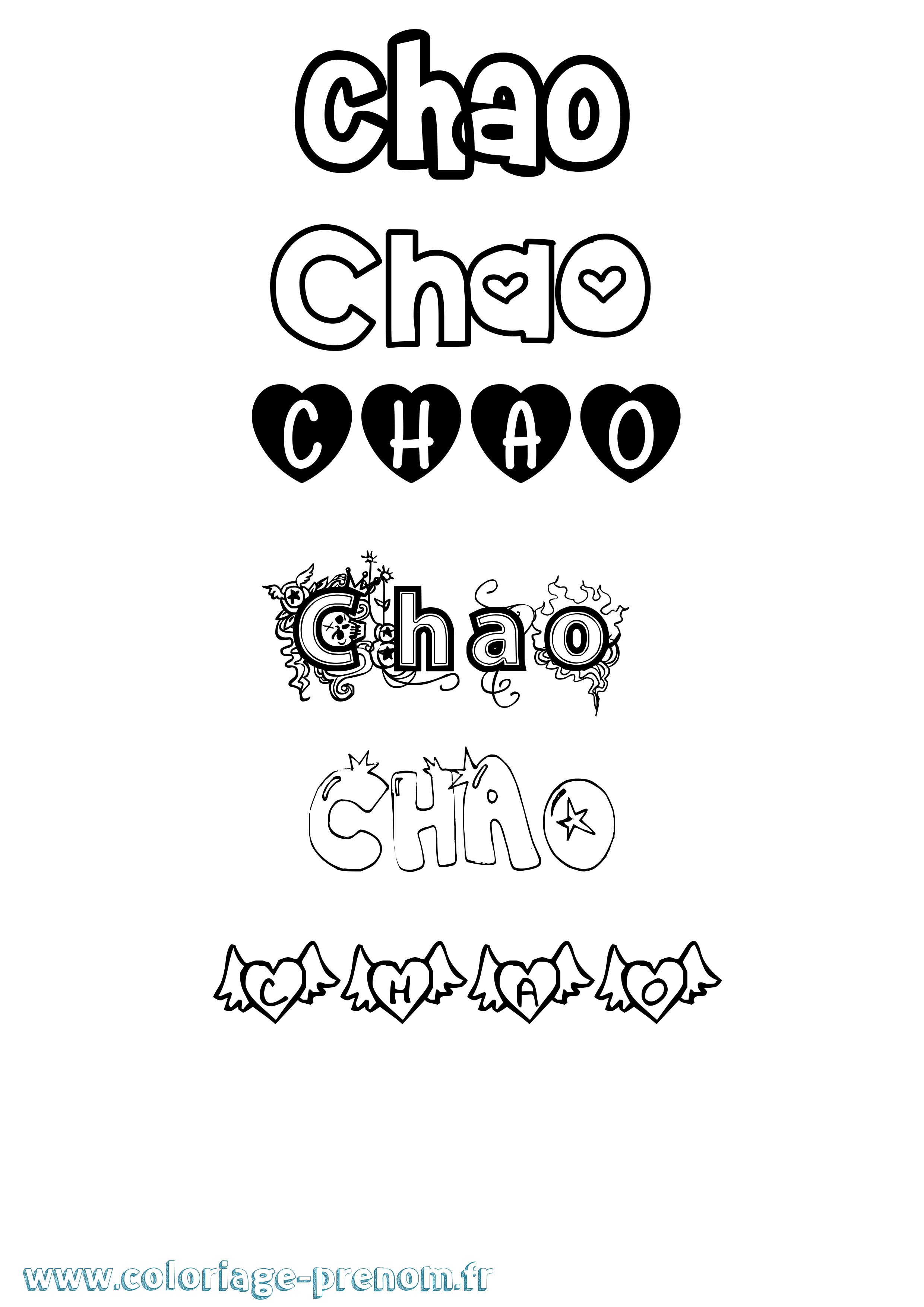 Coloriage Chao Girly Coloriage prénom Chao Girly