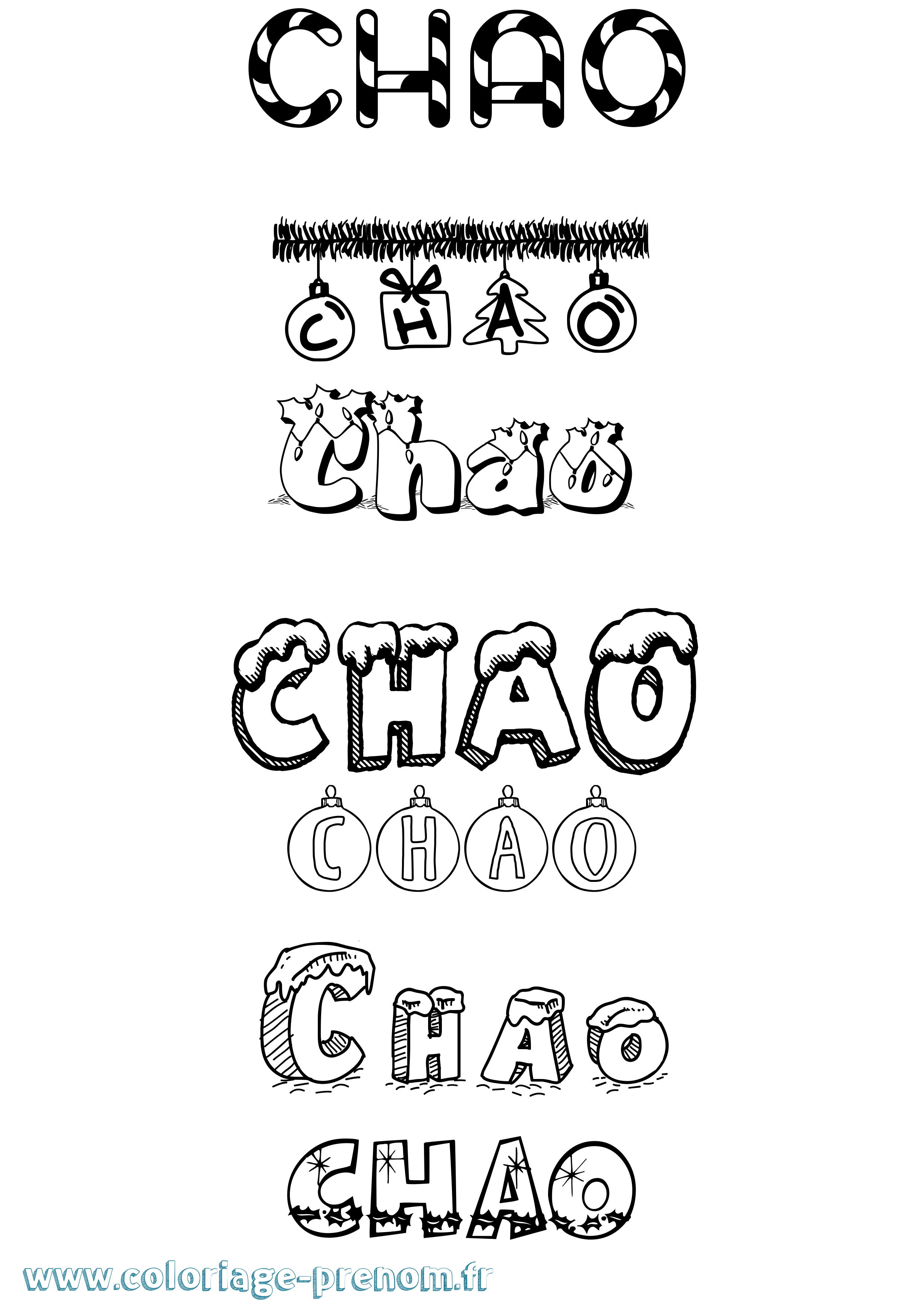 Coloriage Chao Noël Coloriage prénom Chao Noël